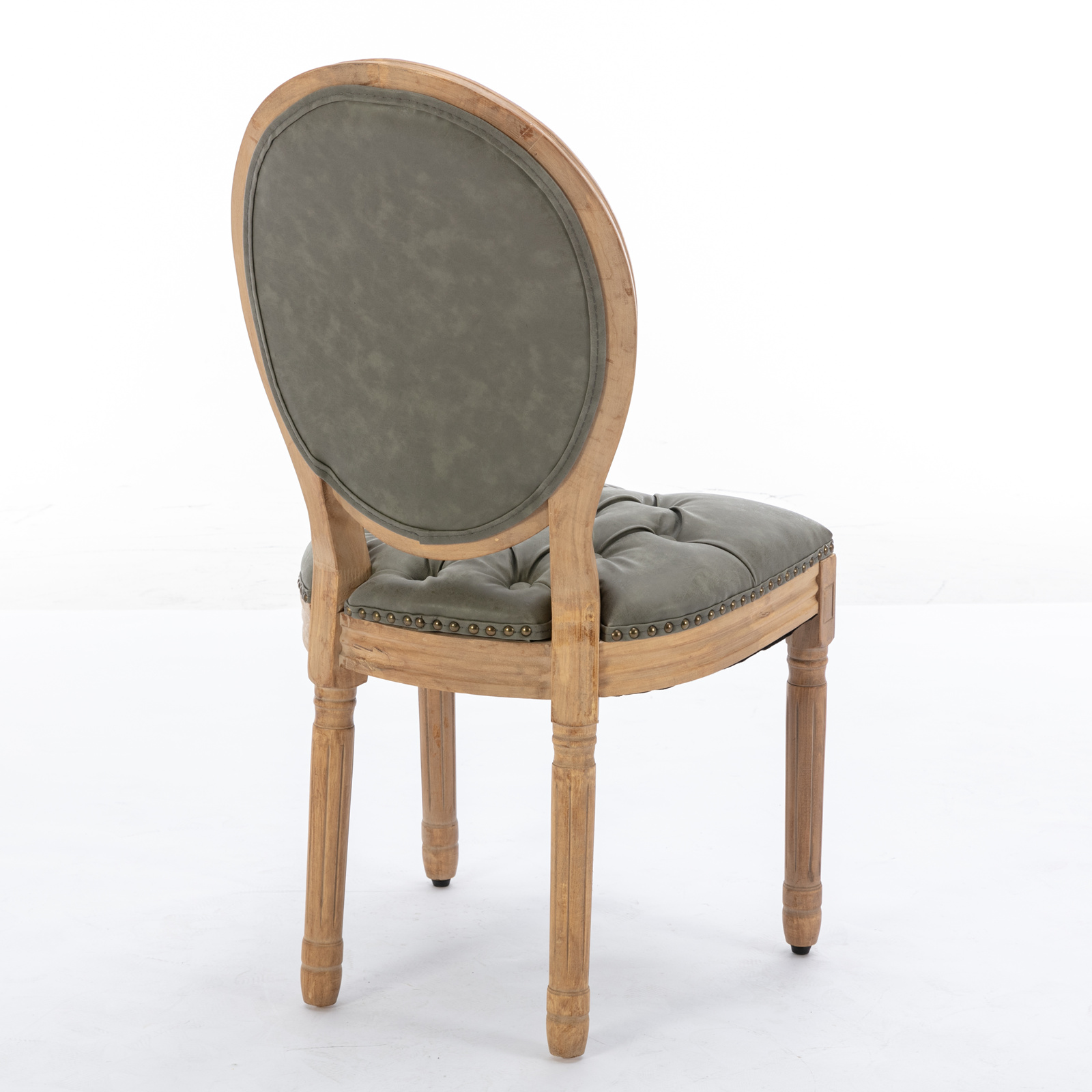 Chaise de salle à manger, lot de 2, finition capitonnée, 59,5 x 49 x 95 cm, bois massif et similicuir, vert - vue 5