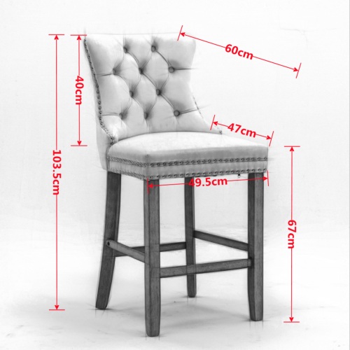 Chaise de bar en velours - Détail du velours et rivets décoratifs
