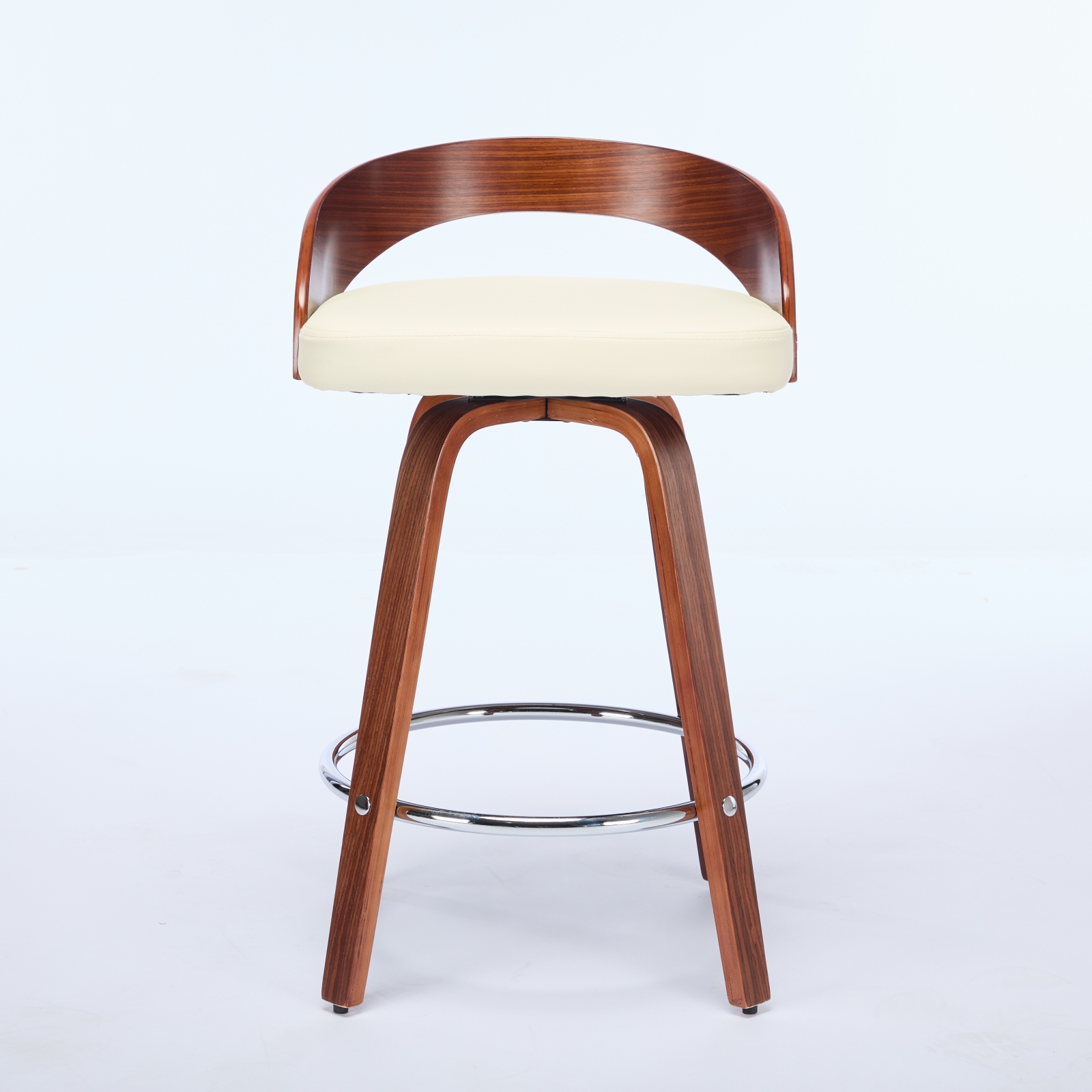 Tabouret de bar, lot de 2, rotation à 360°, 48 x 46,5 x 77,5 cm, similicuir et bois, beige - vue 2