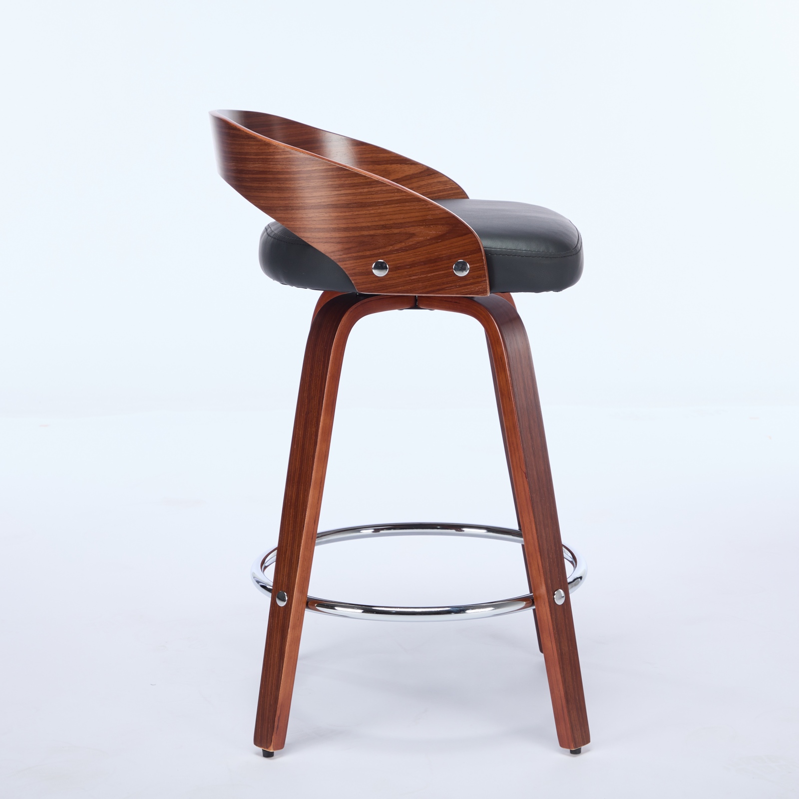 Tabouret de bar, lot de 2, rotation à 360°, 48 x 46,5 x 77,5 cm, similicuir et bois, noir - vue 5