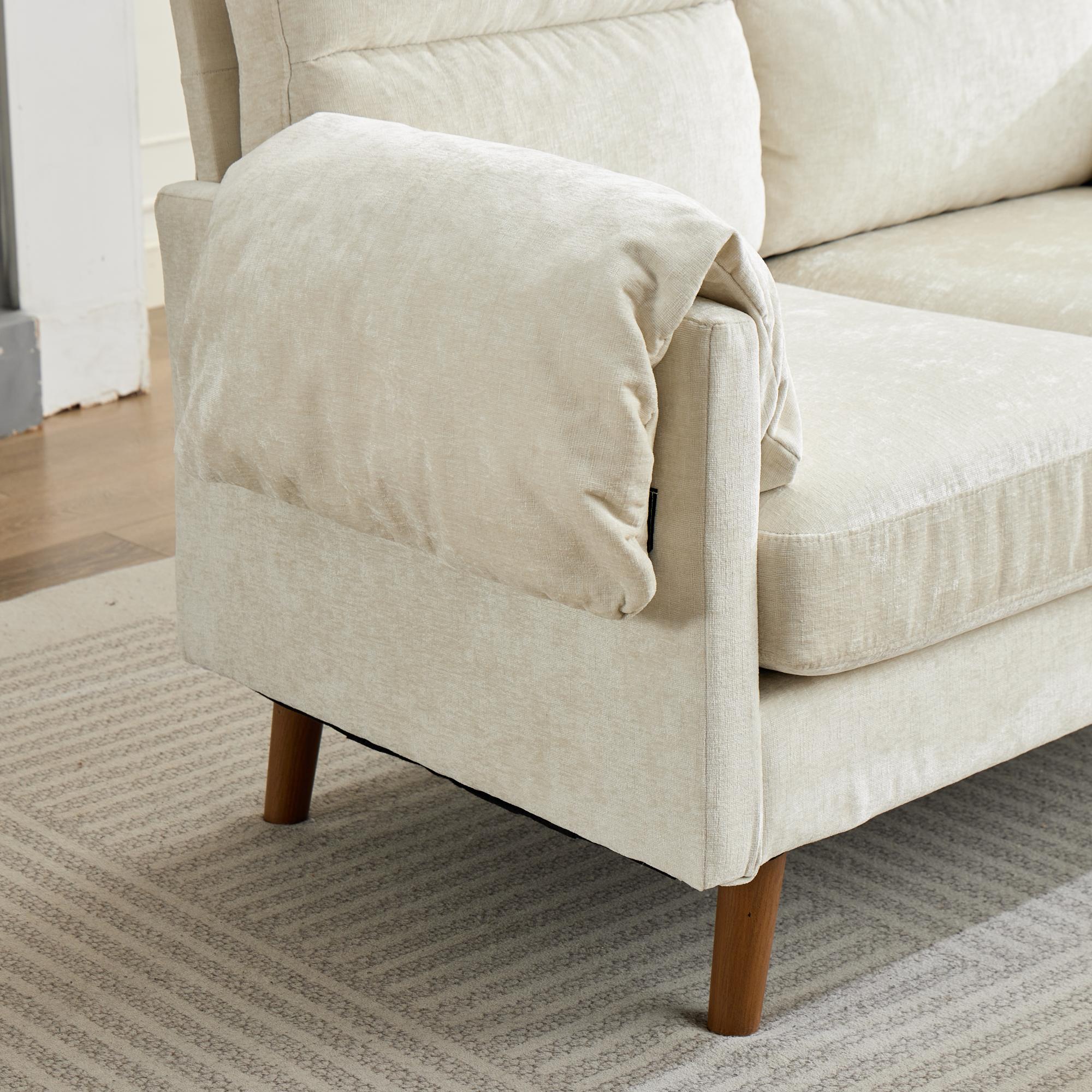 Canapé 70x124x85 cm en chenille Beige - vue principale 1