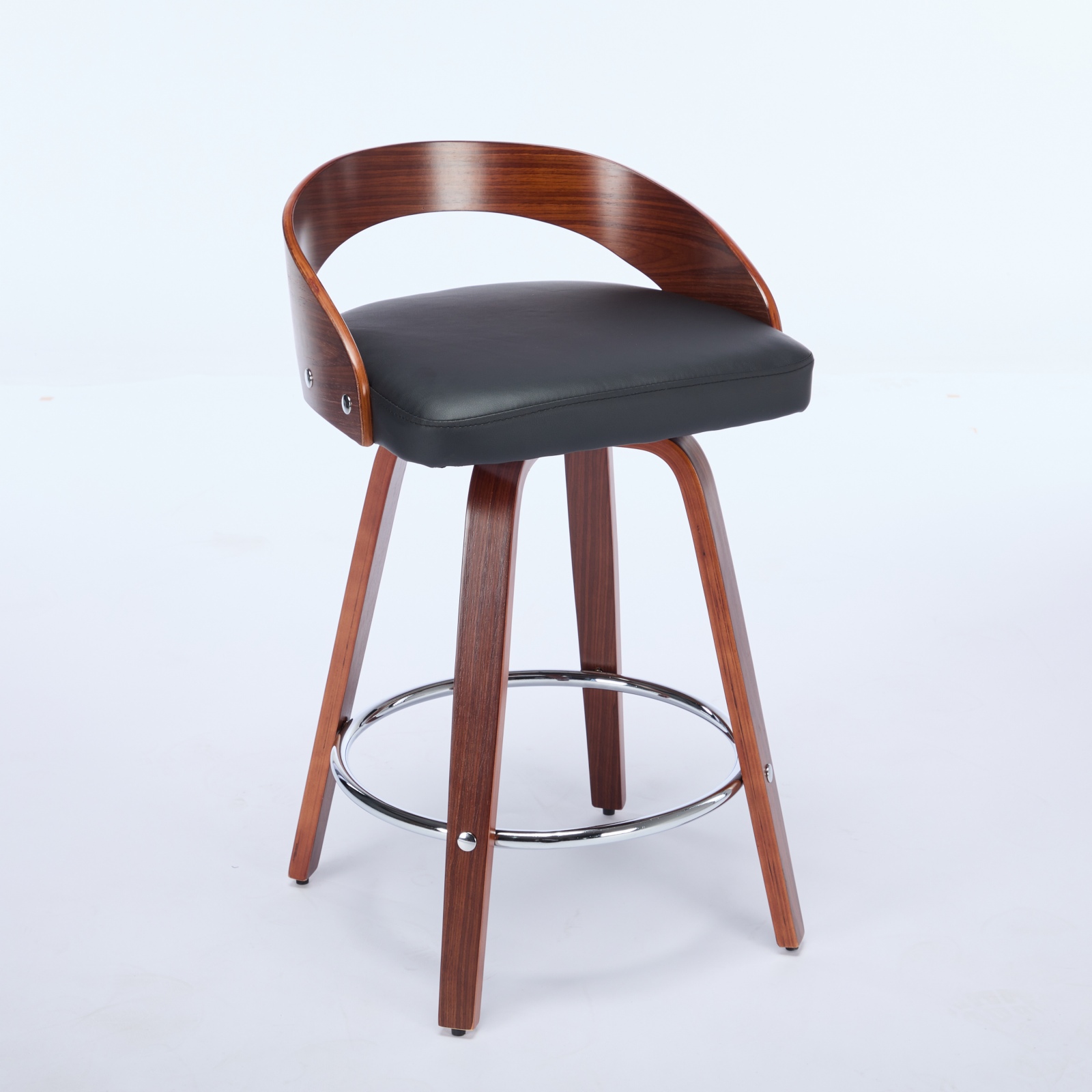 Tabouret de bar, lot de 2, rotation à 360°, 48 x 46,5 x 77,5 cm, similicuir et bois, noir - vue 4