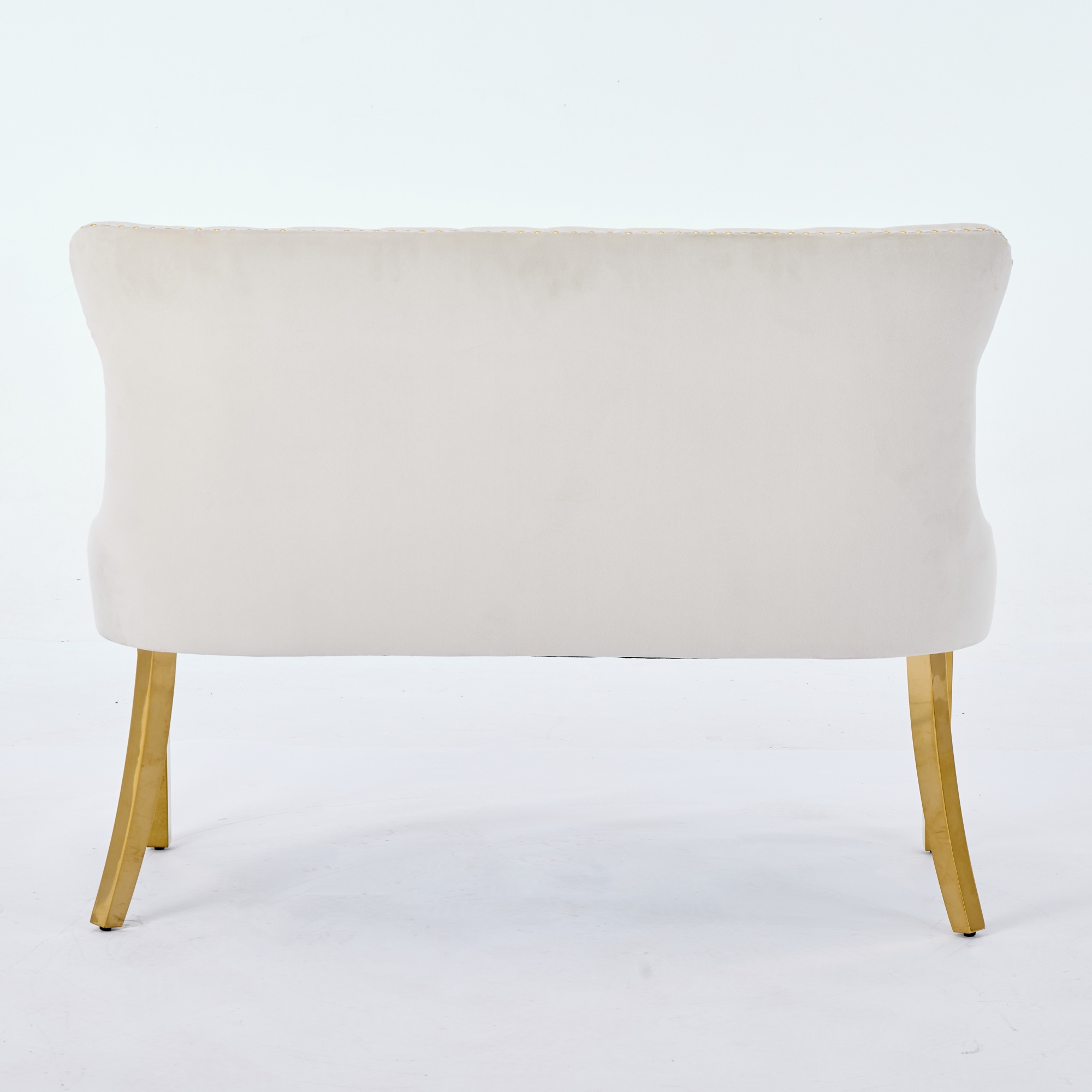 Chaise de salle à manger, 1 pièce, finition capitonnée, 58 x 116 x 89,5 cm, velours, beige - vue 6