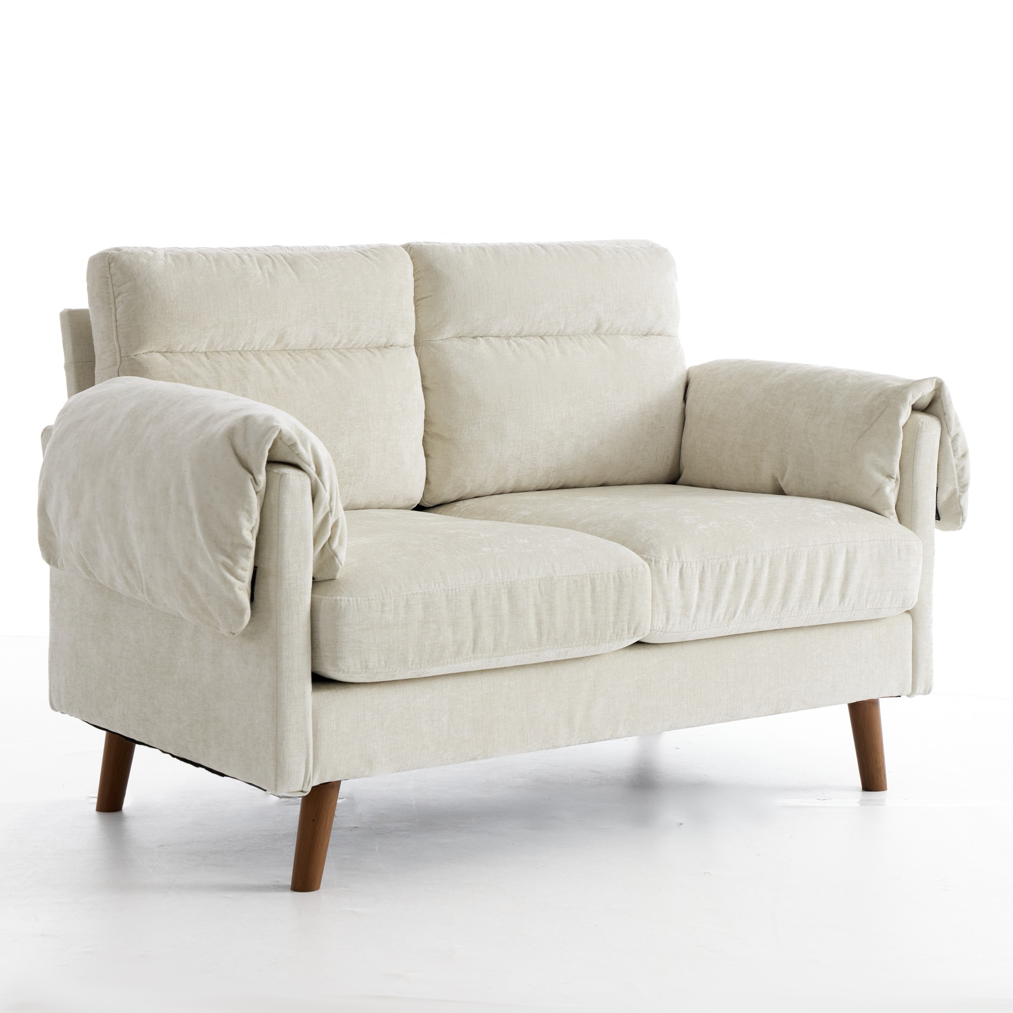Canapé 70x124x85 cm en chenille Beige - présentation 1