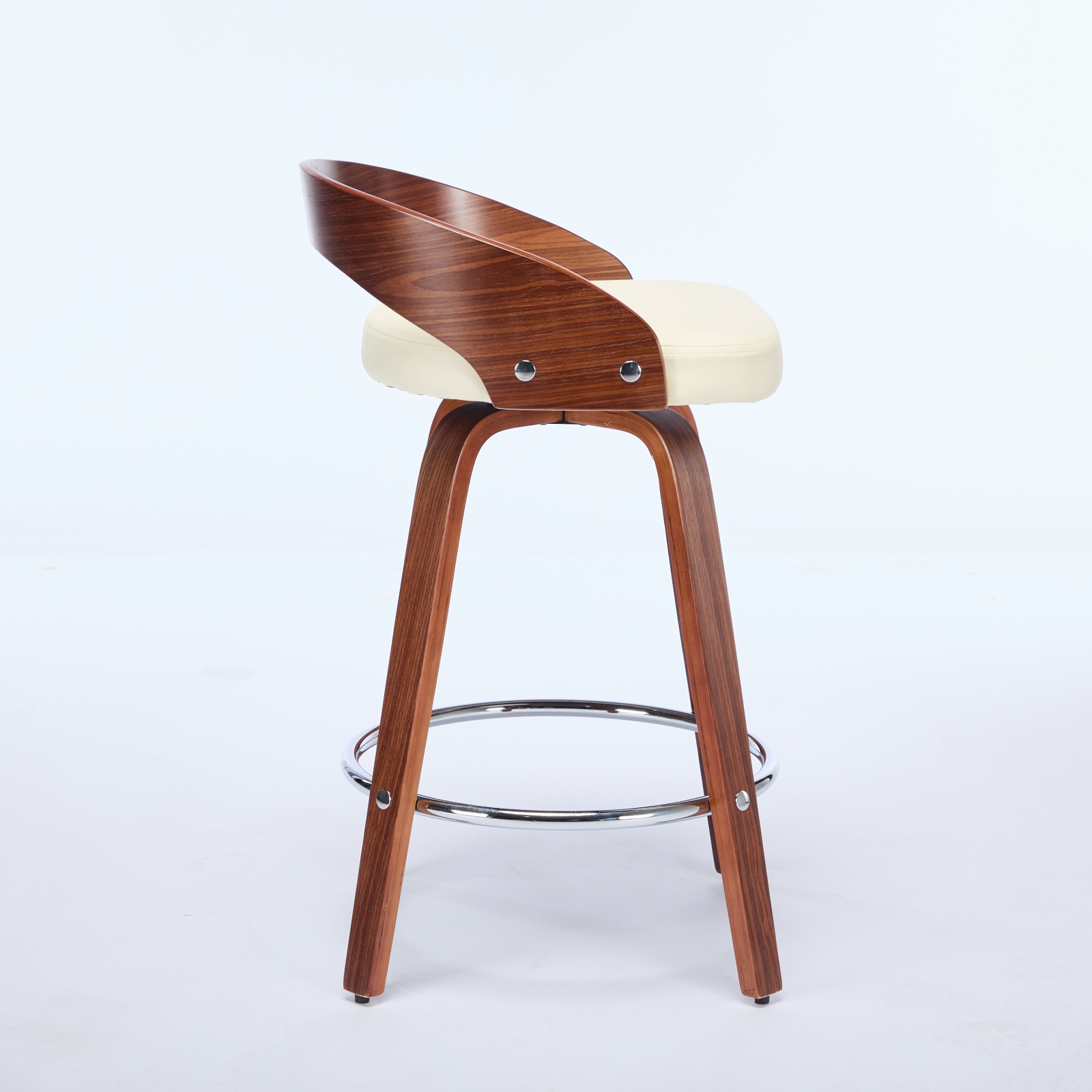 Tabouret de bar, lot de 2, rotation à 360°, 48 x 46,5 x 77,5 cm, similicuir et bois, beige - vue 5