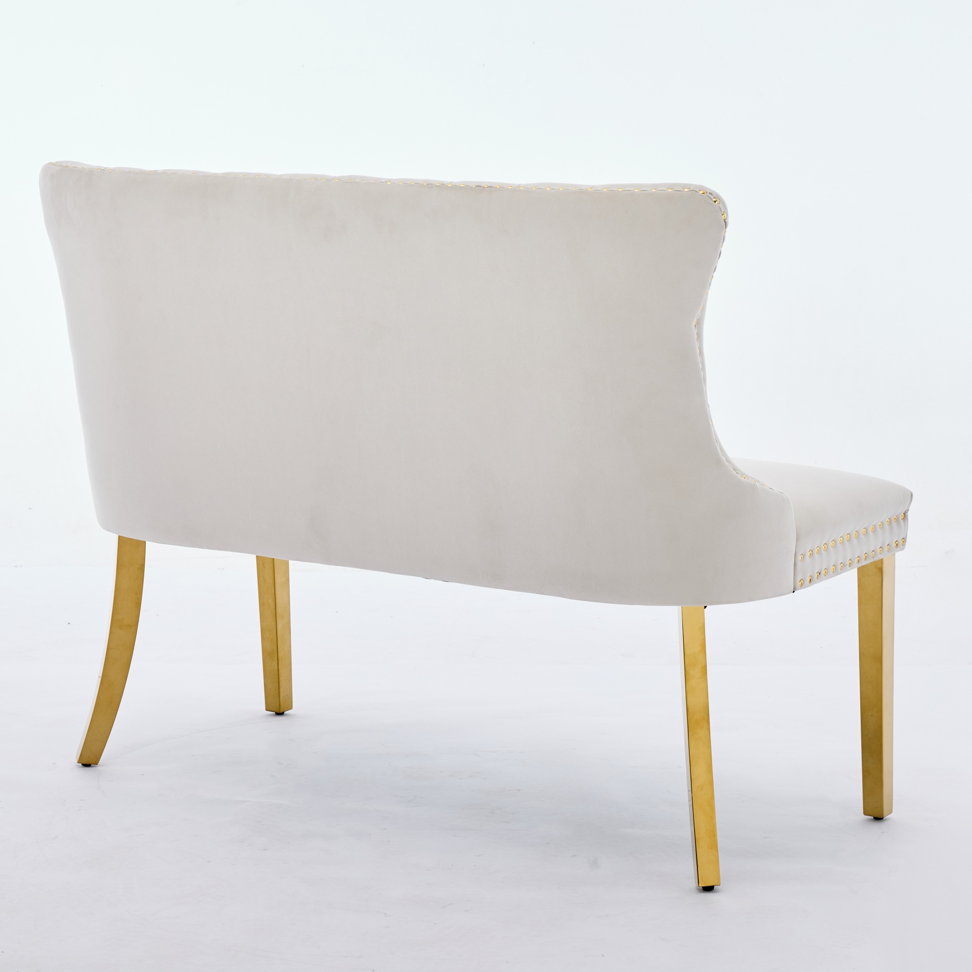 Chaise de salle à manger, 1 pièce, finition capitonnée, 58 x 116 x 89,5 cm, velours, beige - vue 5