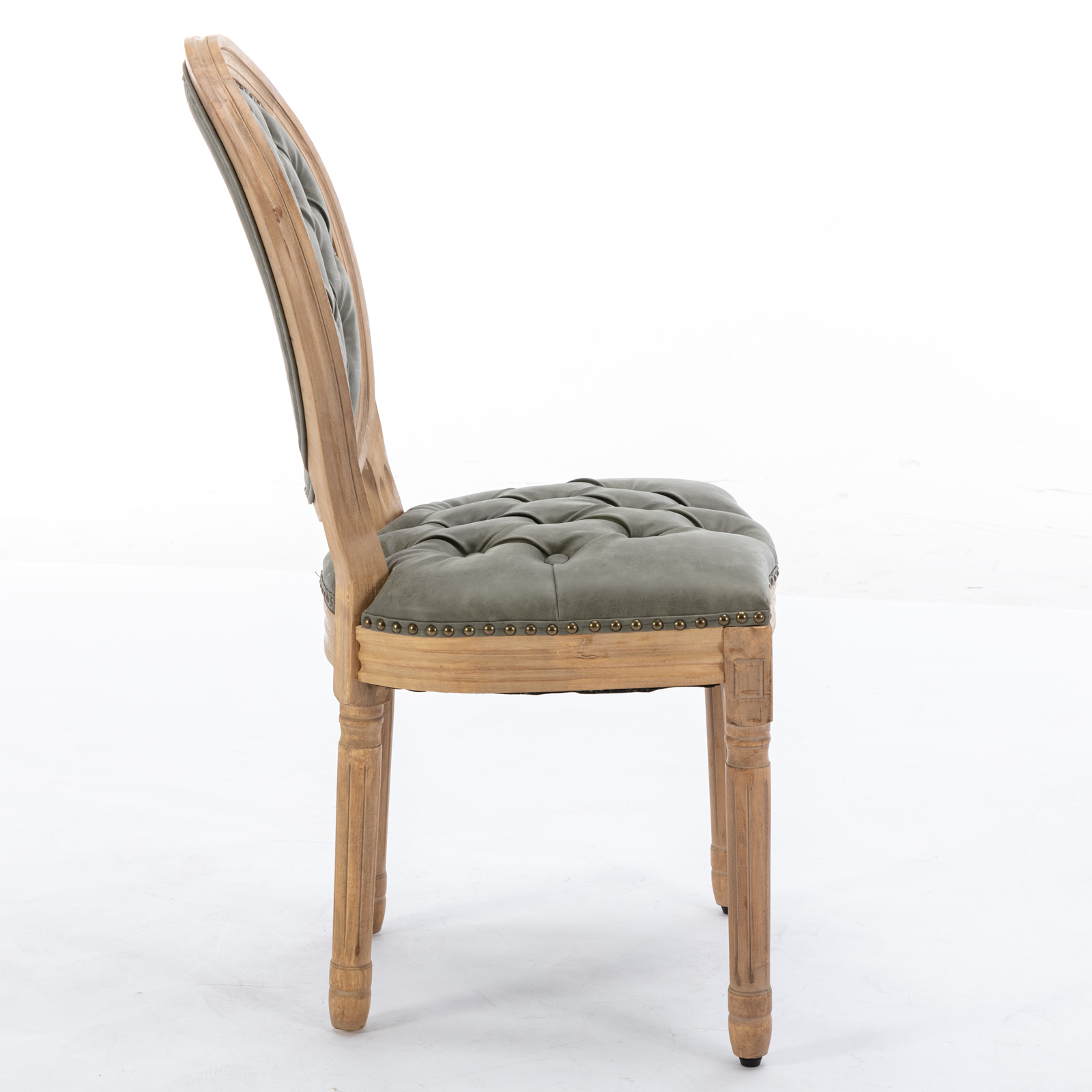 Chaise de salle à manger, lot de 2, finition capitonnée, 59,5 x 49 x 95 cm, bois massif et similicuir, vert - vue 4