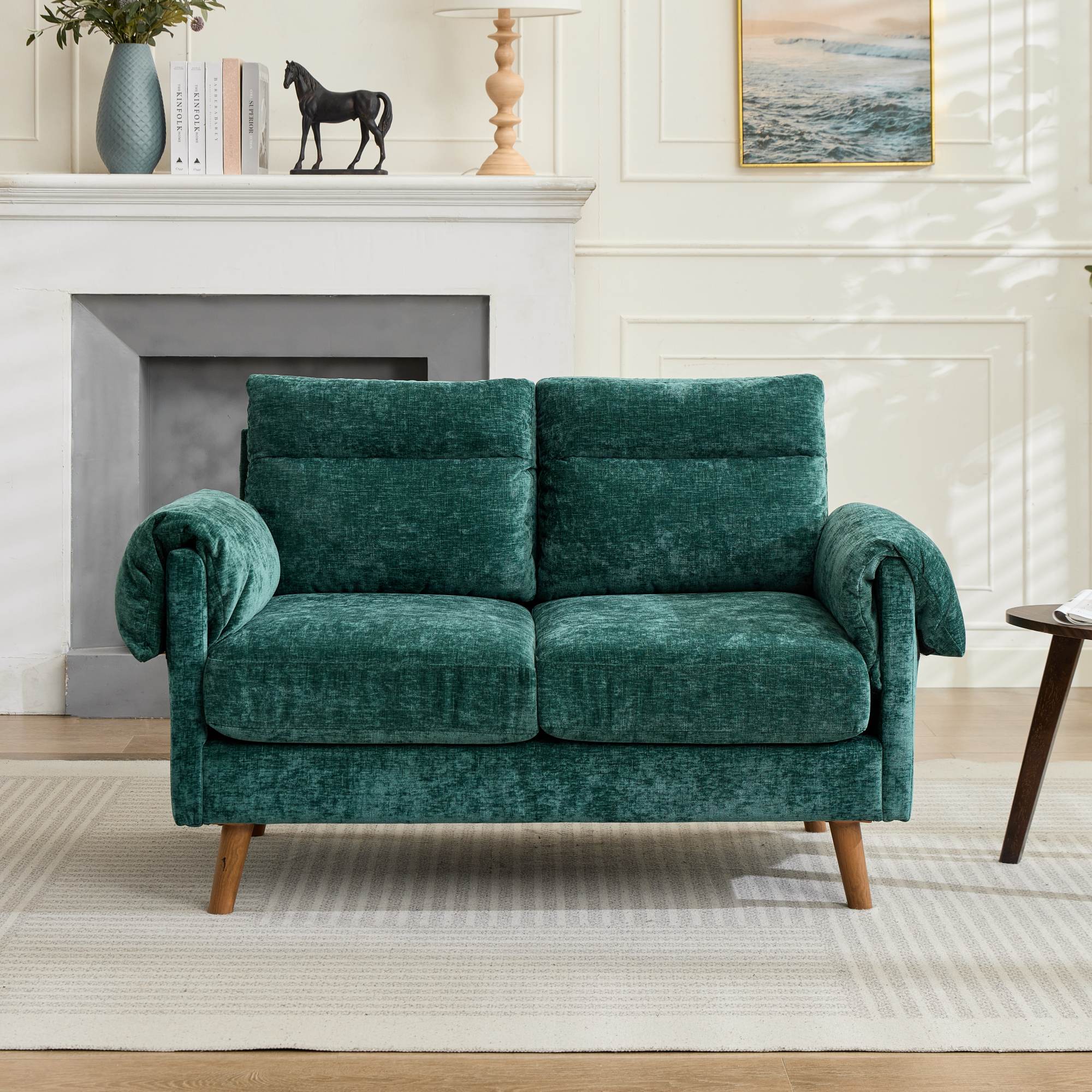 Canapé 70x124x85 cm en chenille Vert - vue principale 1