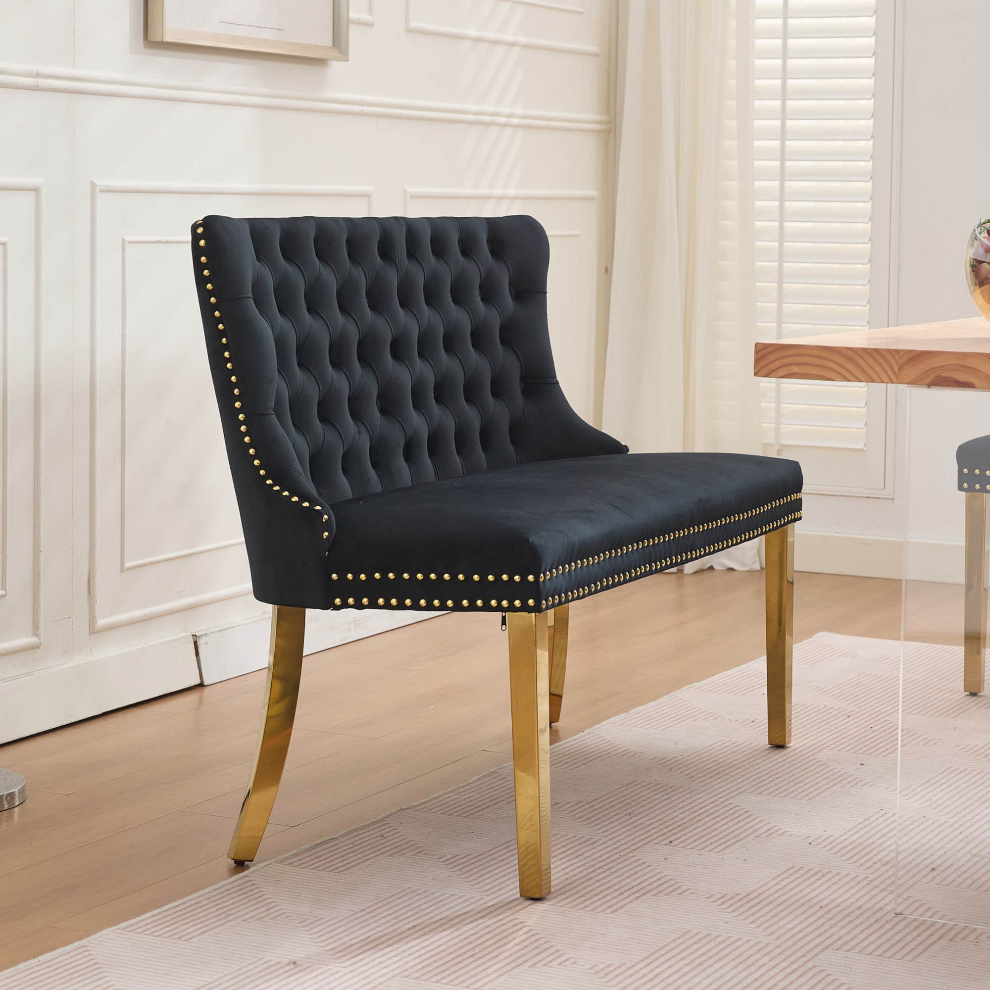 Tabouret de bar en velours avec dossier haut et ri - image 11