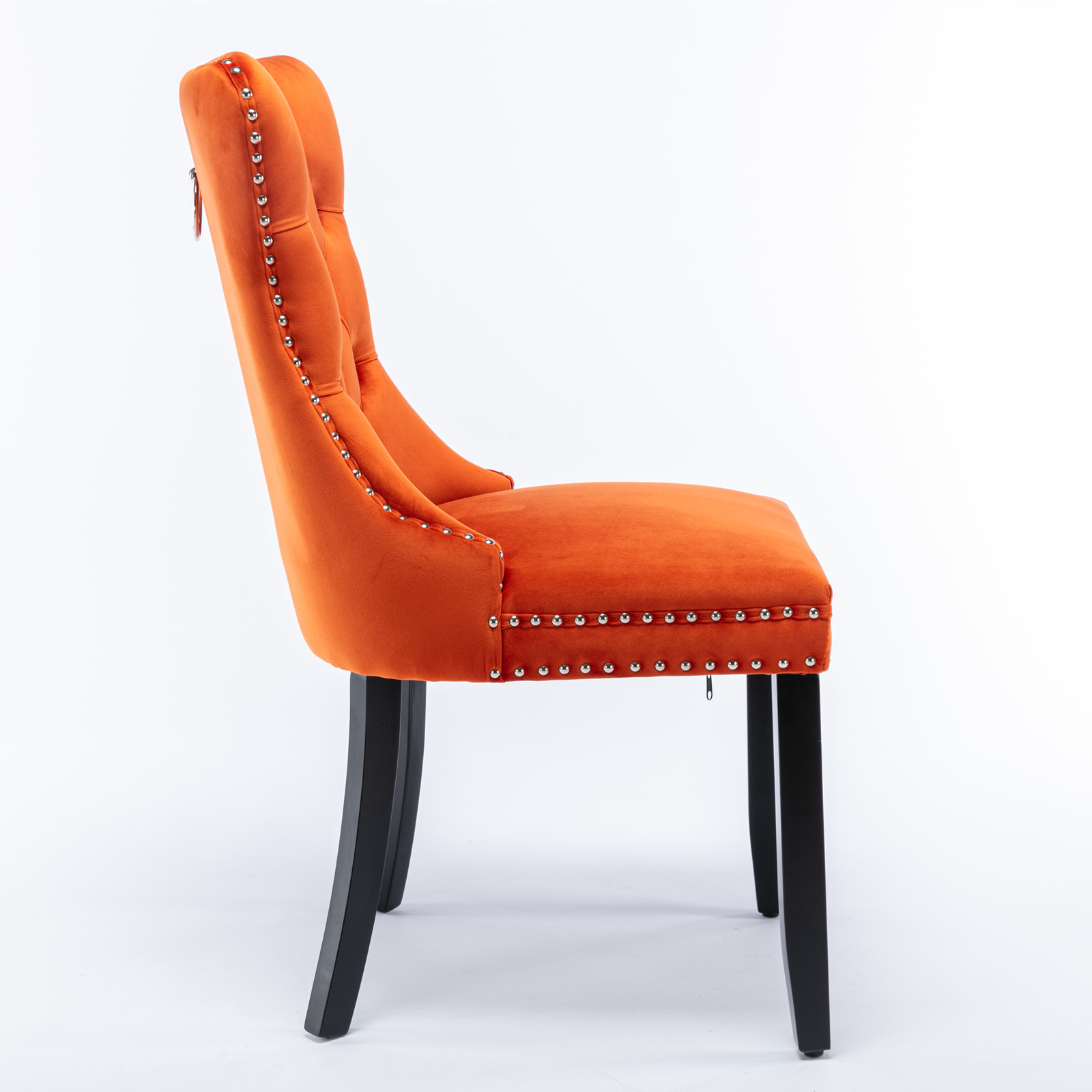 Chaise de salle à manger, lot de 2, finition capitonnée, 65 x 50 x 95 cm, tissu rembourré et bois massif, bois naturel - vue 4