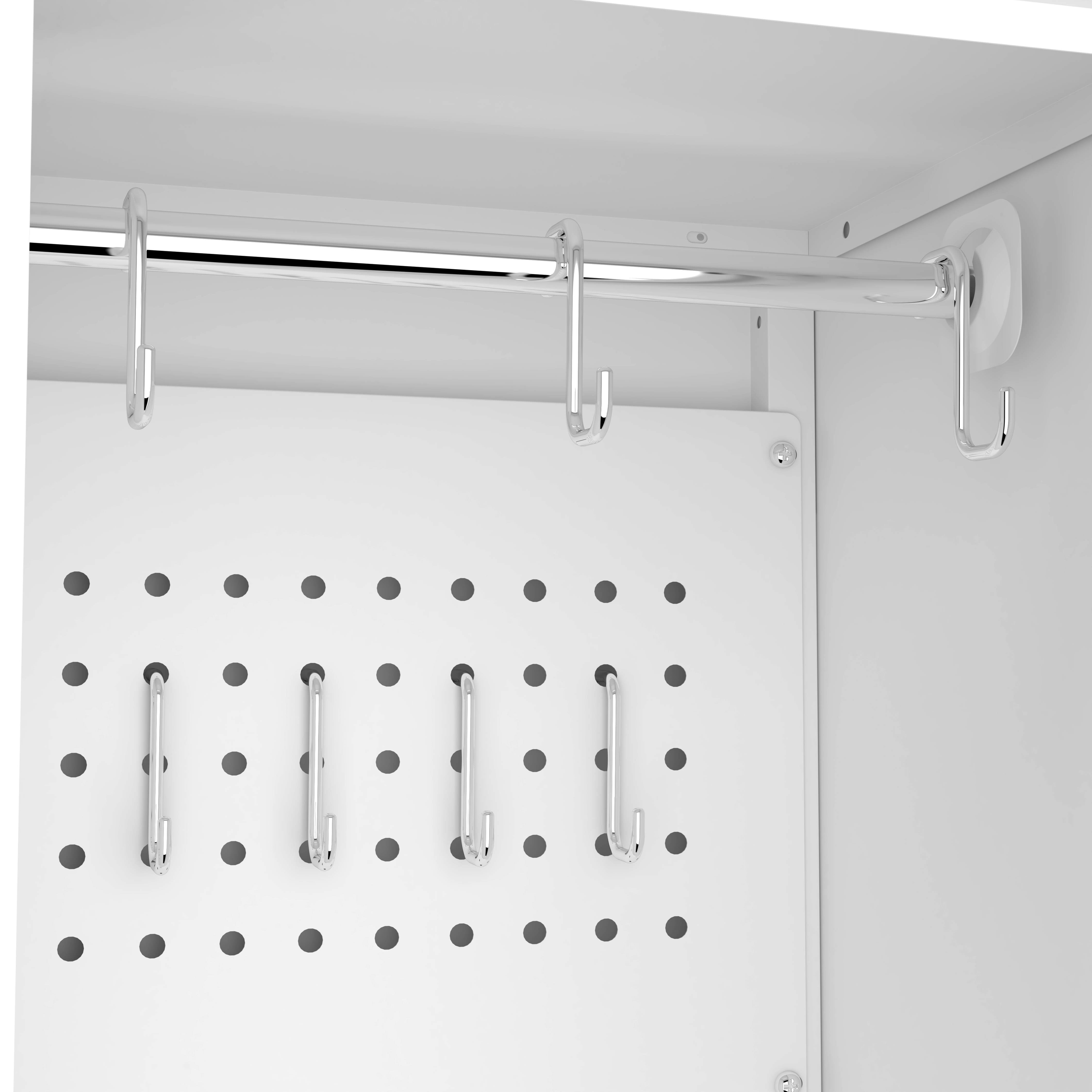 Caisson de bureau, rangement intégré, 165 x 60 x 40 cm, métal, blanc - vue 4