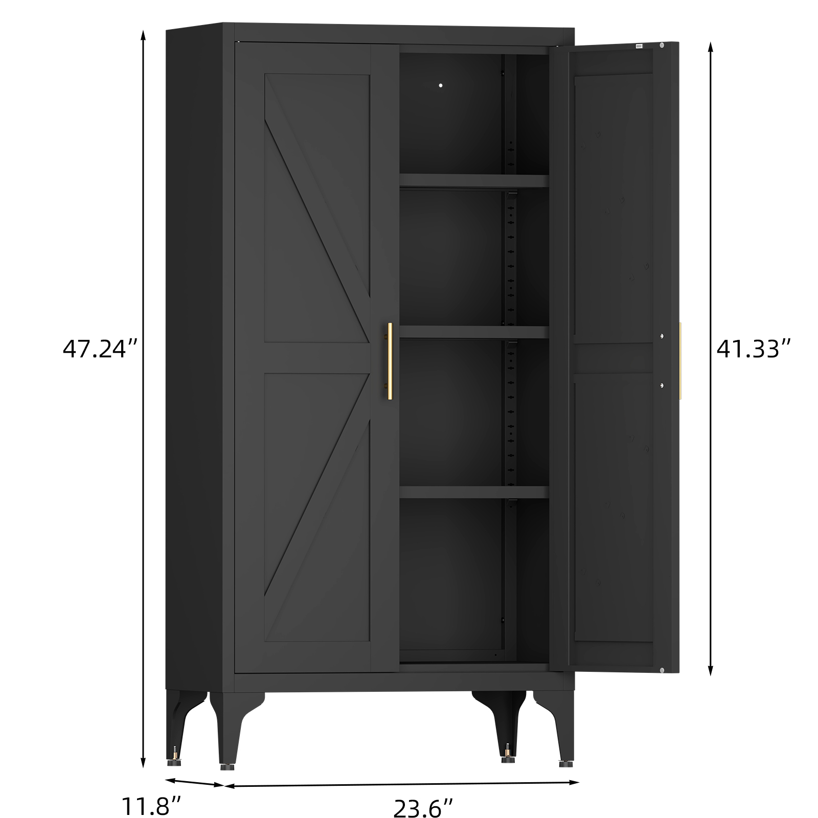 Meuble de rangement, étagères réglables, rangement intégré, 60 x 30 x 120 cm, métal et acier, noir - vue 2
