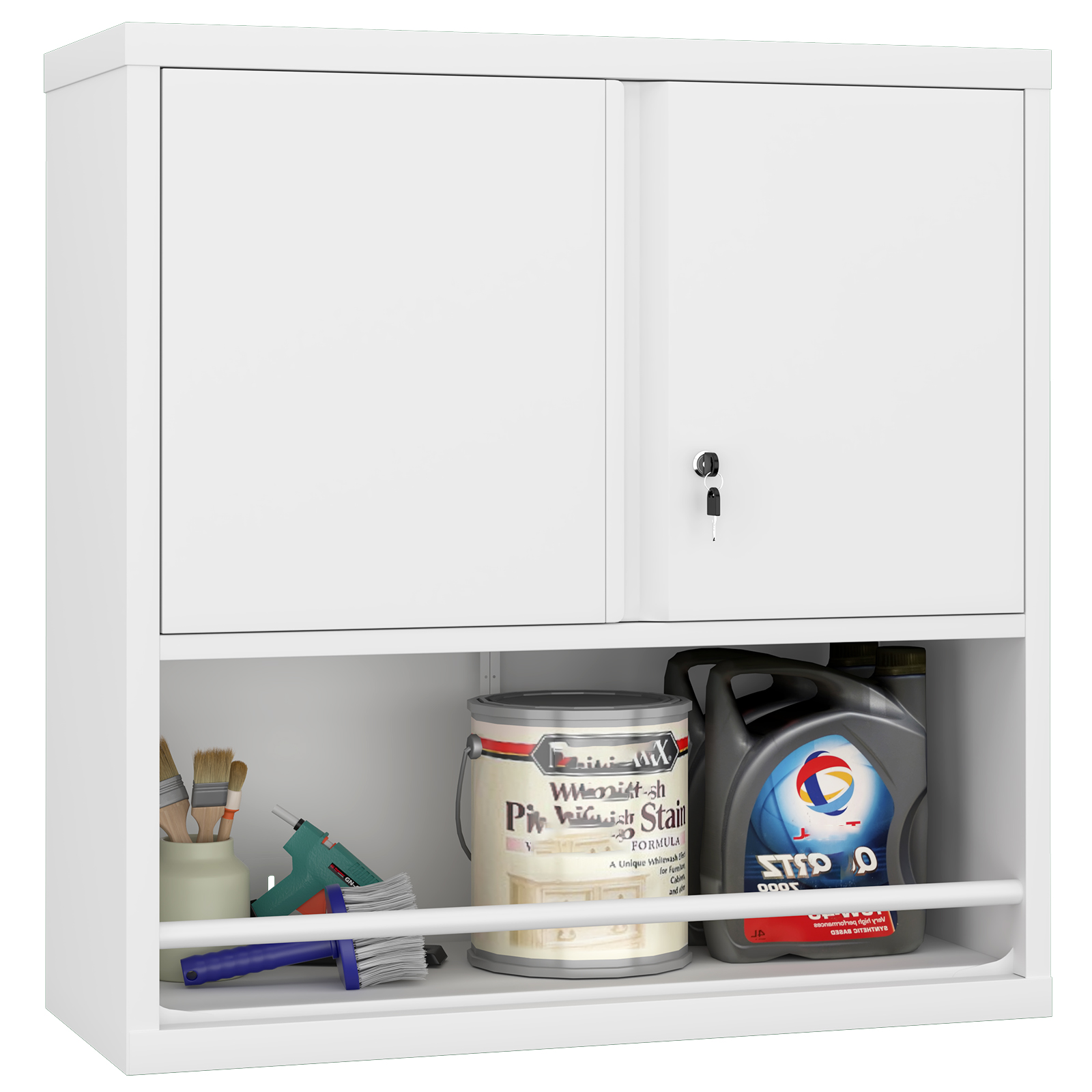 Caisson de bureau, étagères réglables, rangement intégré, 76,2 x 30,5 x 78 cm, métal et acier, blanc - vue 2