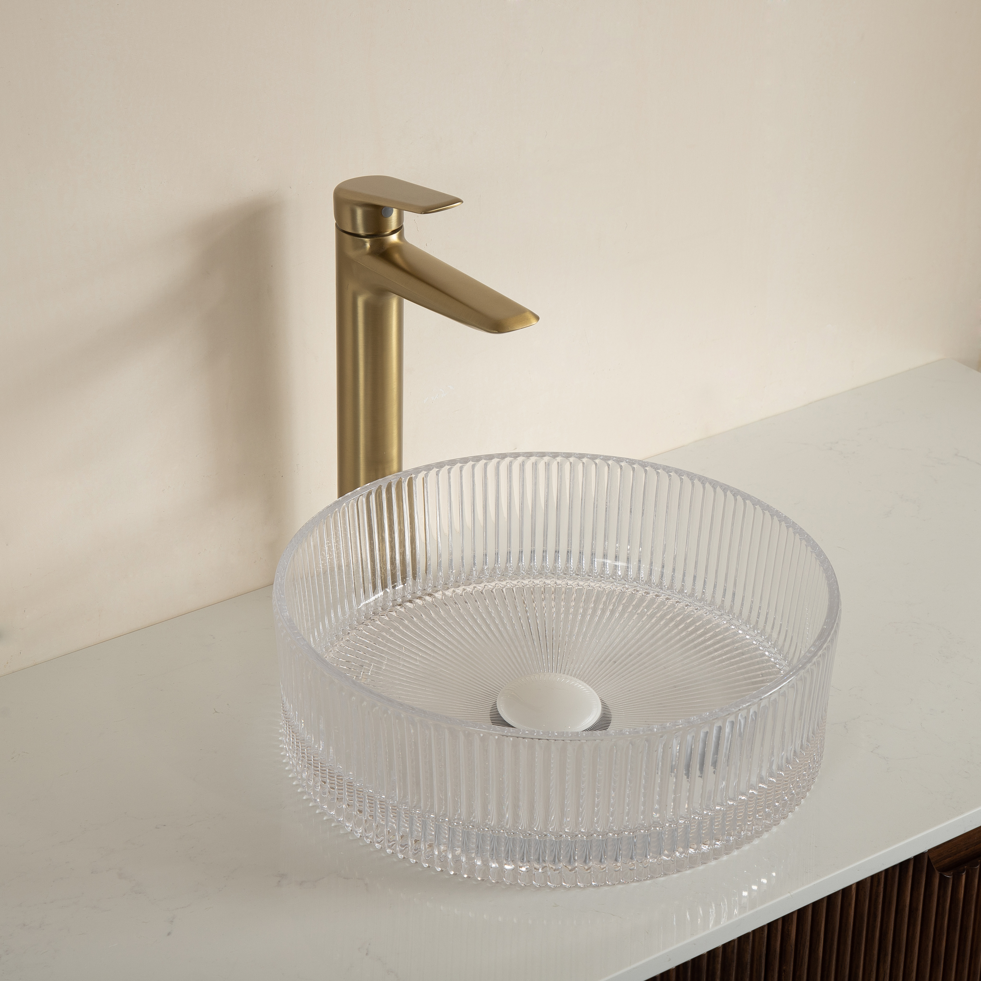Meuble de salle de bains, éléments en verre, 36 x 36 x 115 cm, transparent - vue 4