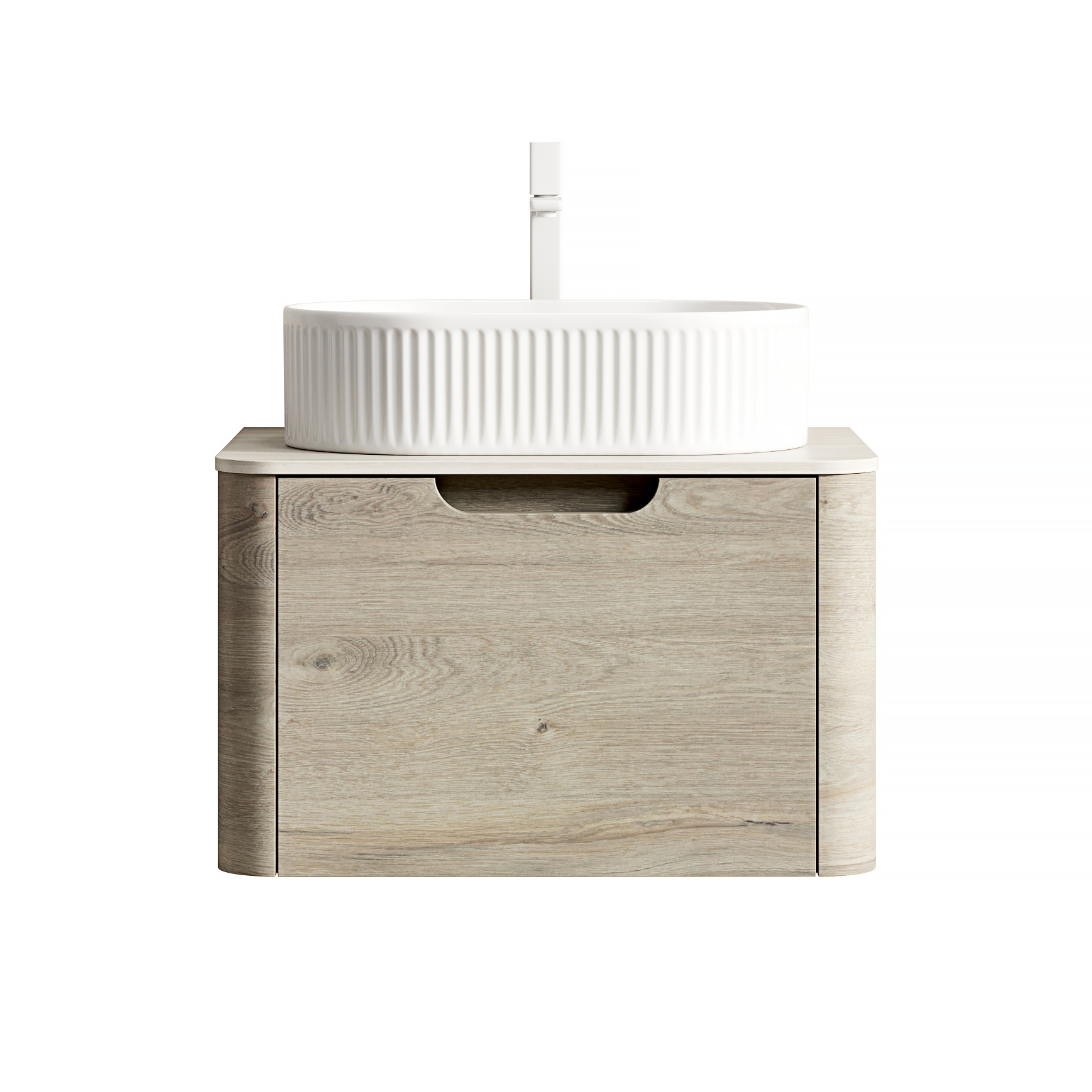 Meuble vasque de salle de bains, avec tiroirs, 60 x 46 x 50,2 cm, pierre frittée et contreplaqué, blanc - vue 7