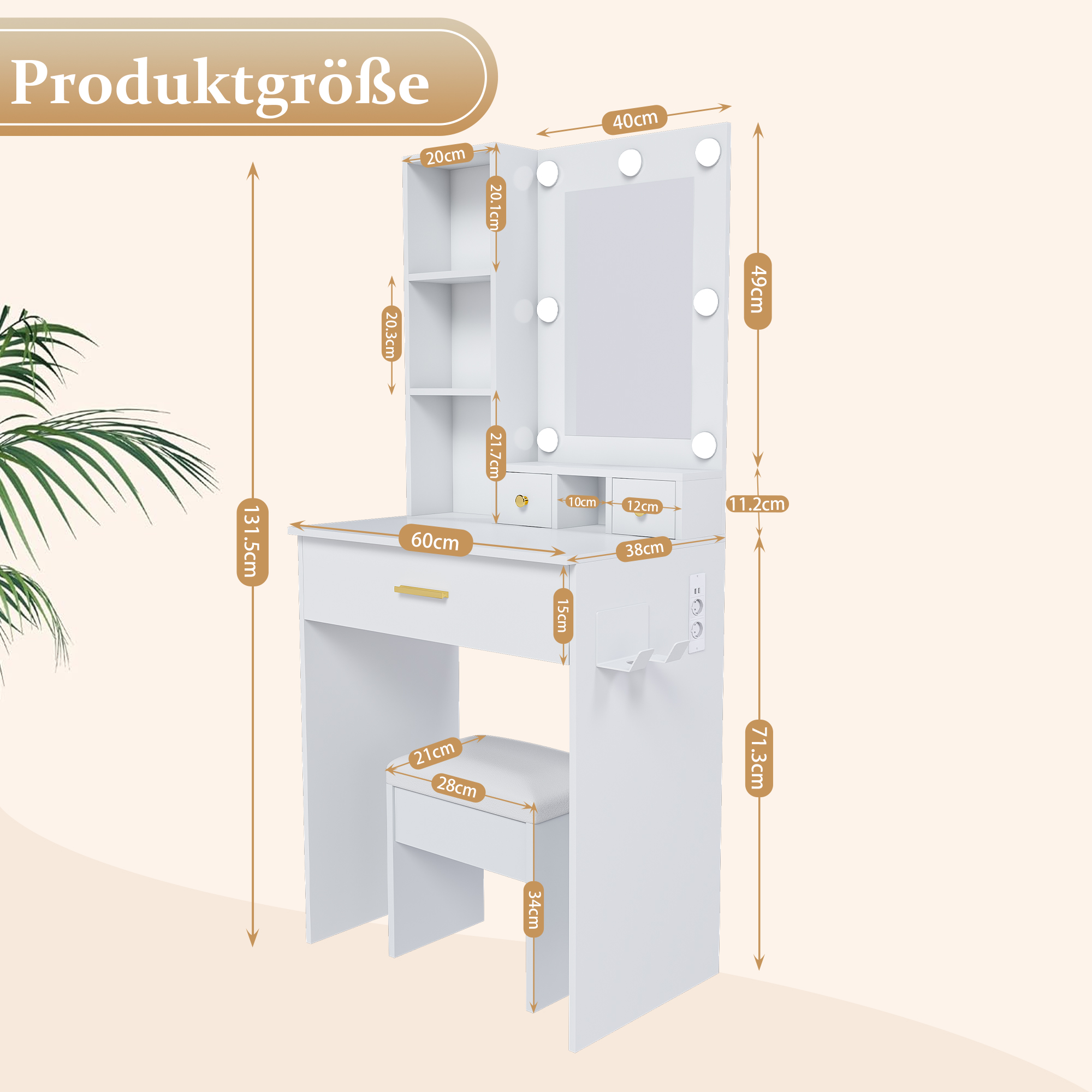 Dimensions du coiffeuse