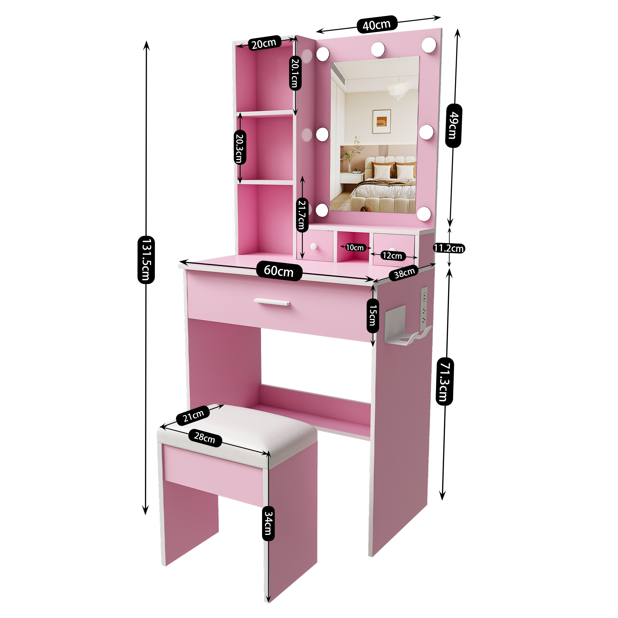 Dimensions du coiffeuse