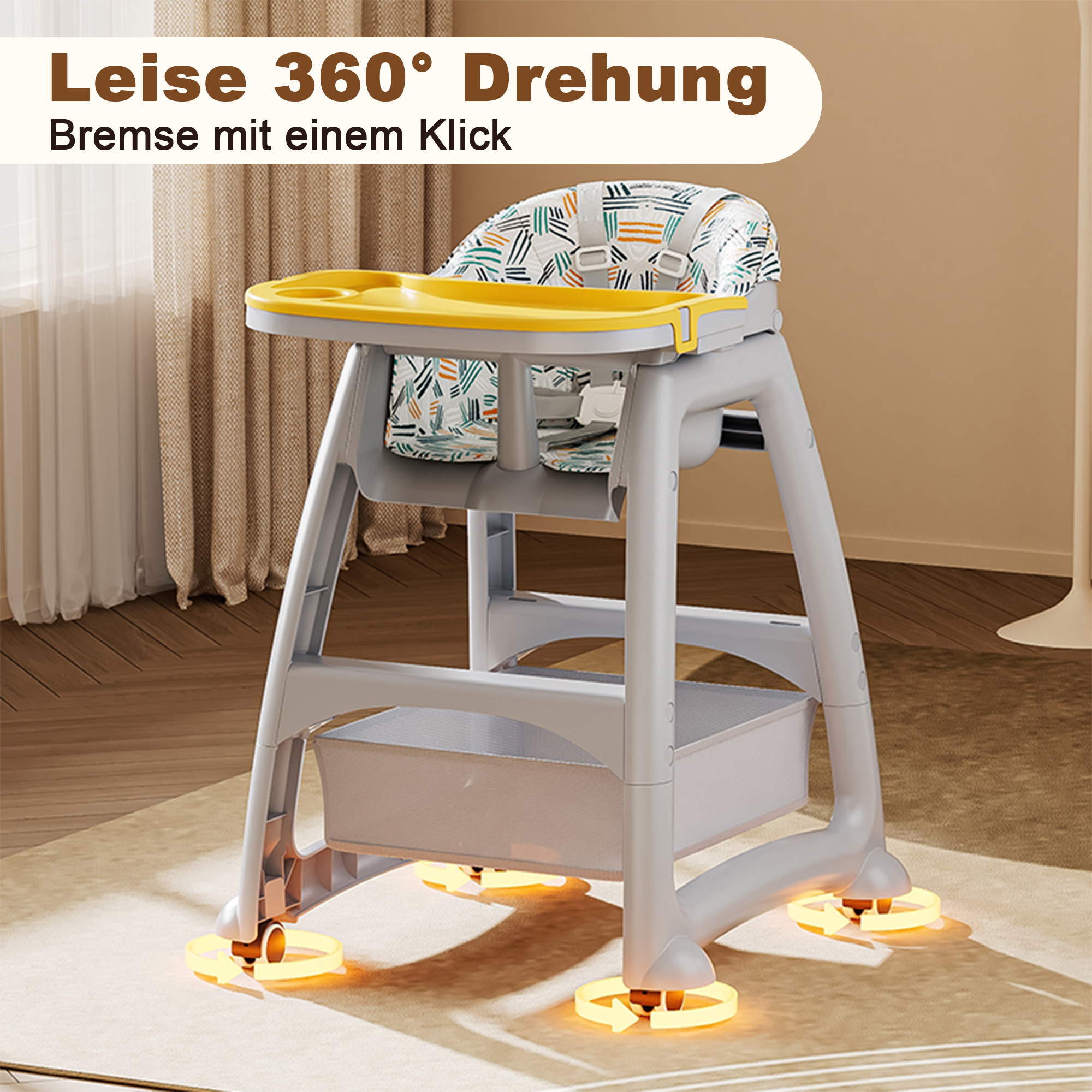 Chaise haute bébé 2 niveaux avec 3 plateaux repas - image 7