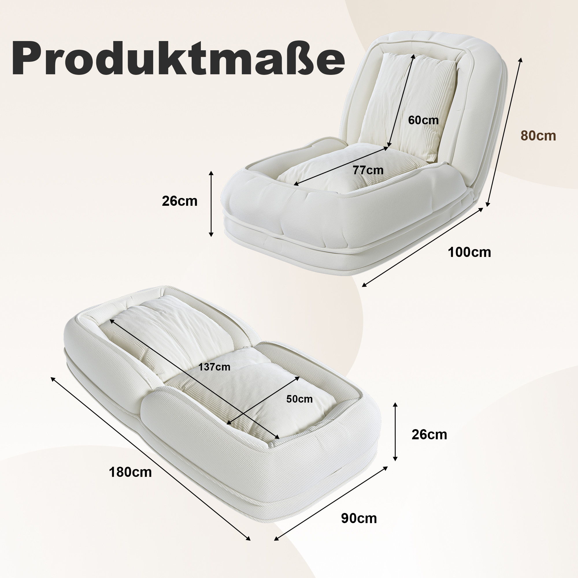 Klappbares Ergonomisches Sofa Bett für Erwachsene 