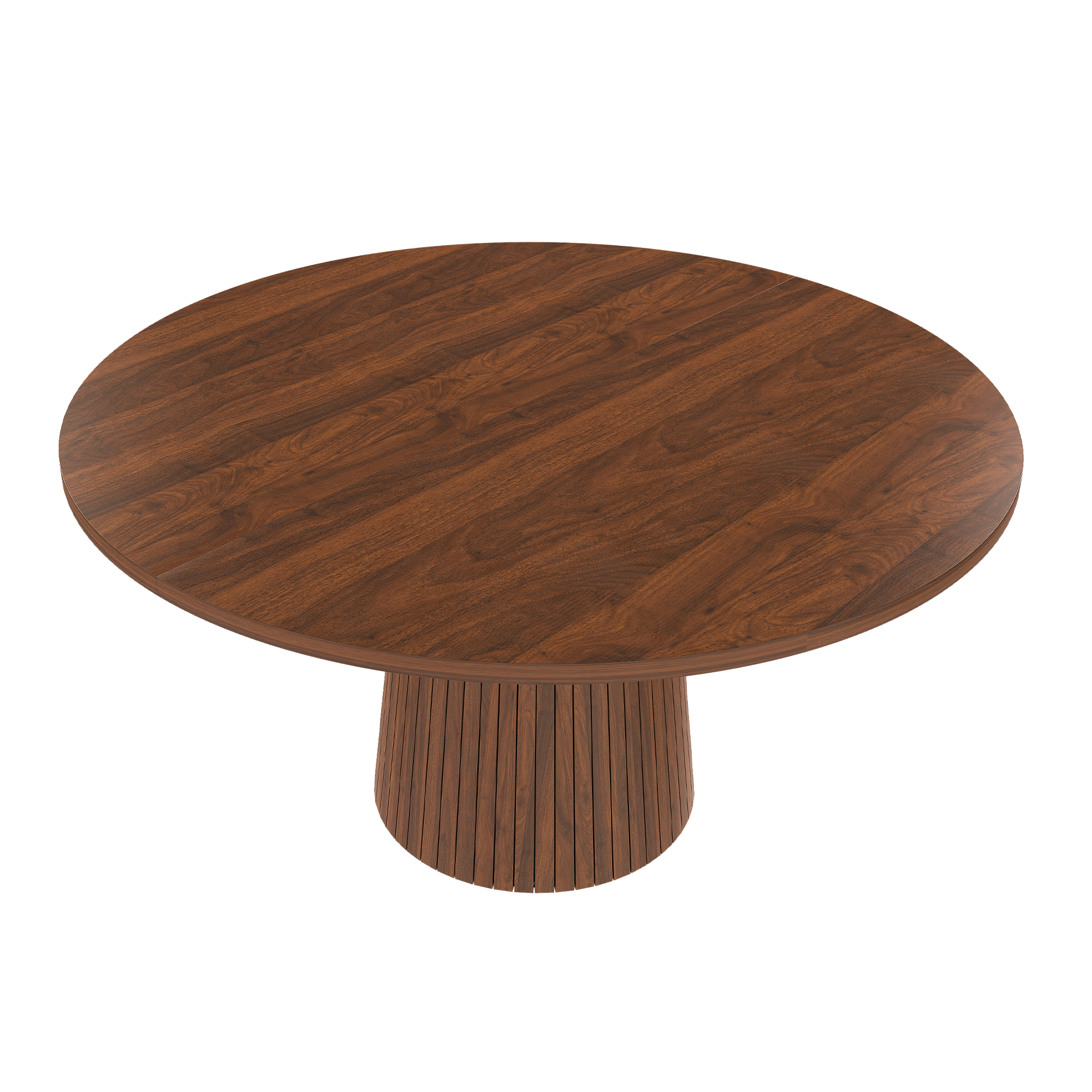 Table à manger ronde Ø110 x H75 cm pour 4 personnes, piètement colonne, MDF, Effet noyer - détails
