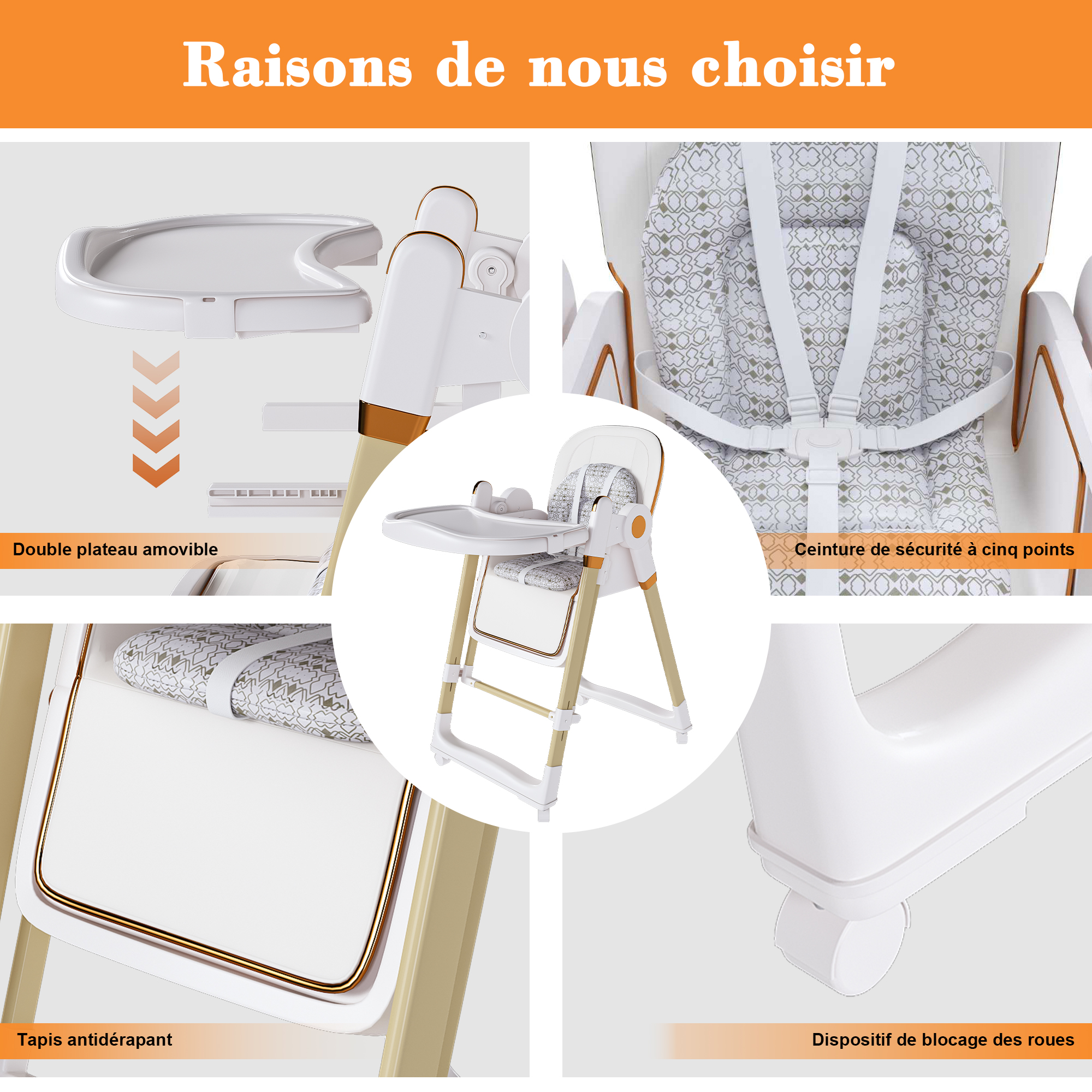 Chaise haute bébé multifonction 2-en-1 convertible - image 8