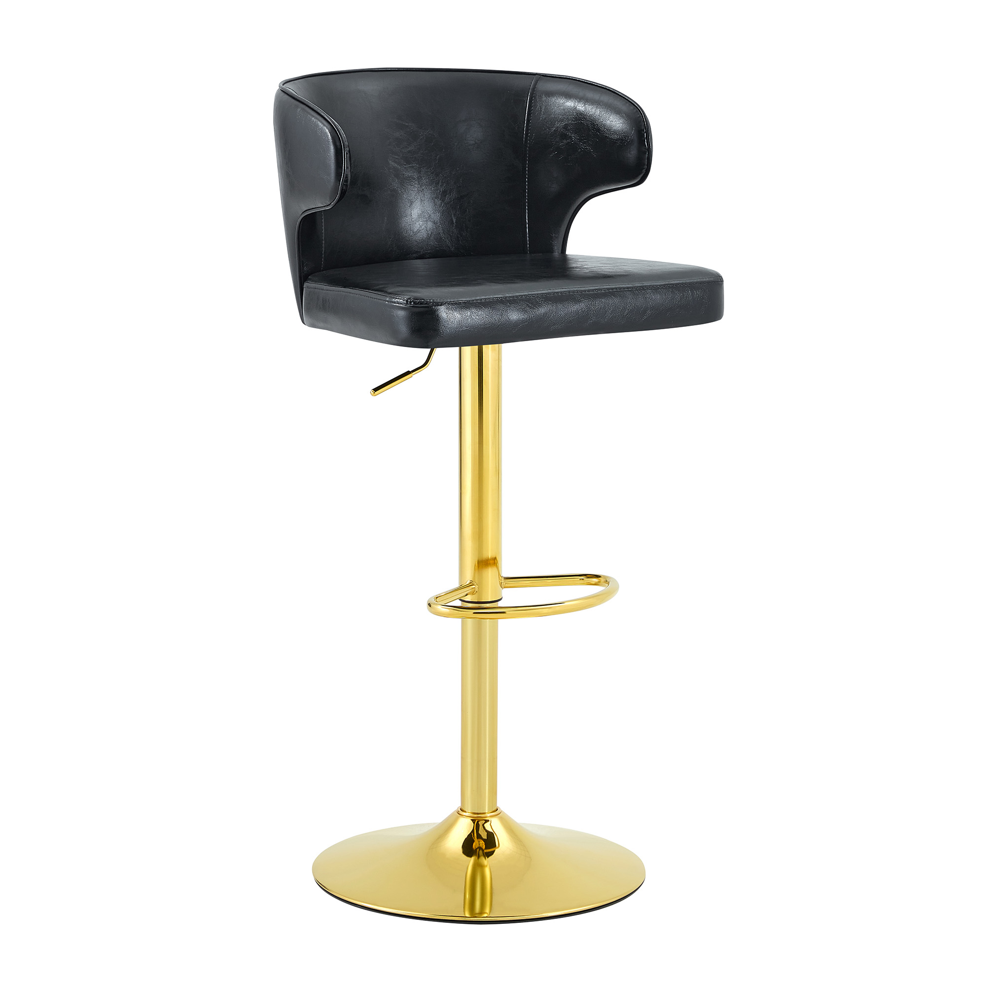 Tabouret de bar, lot de 2, rotation à 360°, hauteur réglable, 49,7 x 45 x 110 cm, PU, noir - vue 9