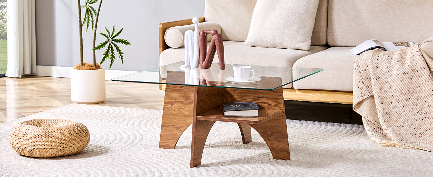 Table basse carrée 80 cm en verre de sécurité avec - image 18