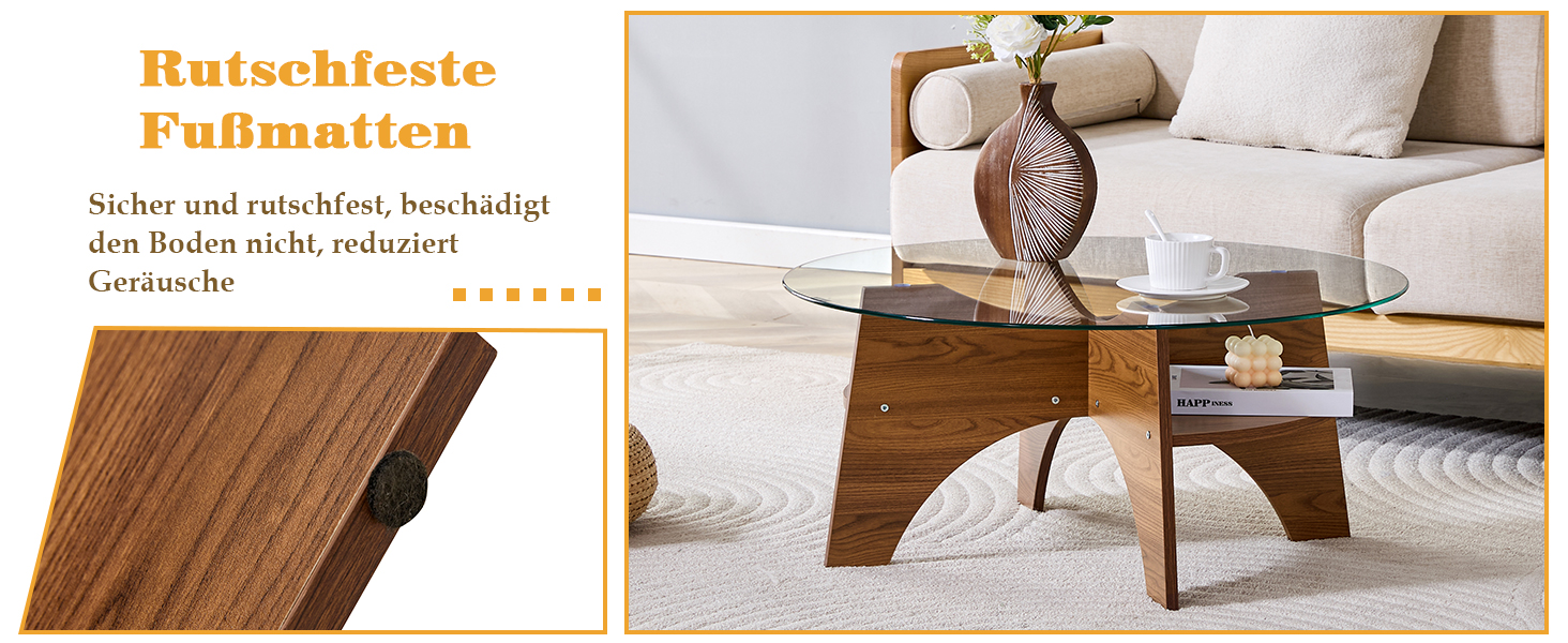 Table basse ronde 80 cm en verre de sécurité avec - image 5