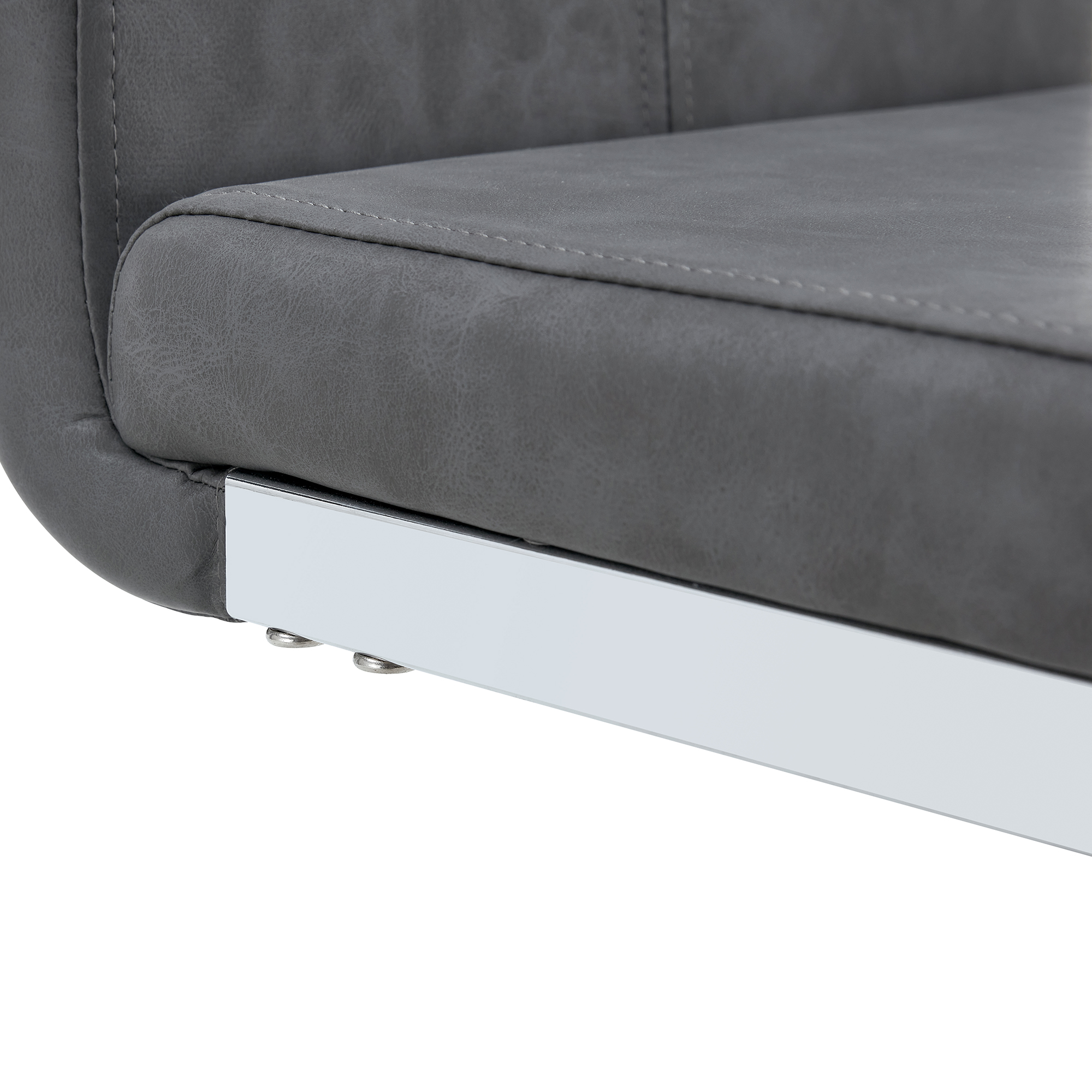 Tabouret de bar avec pieds métal argent, PU, hauteur totale 96.5 cm, assise 63.5 cm, repose-pieds, pour bar et cuisine, design unique, confort assise, facile entretien, style moderne, stabilité - image 12
