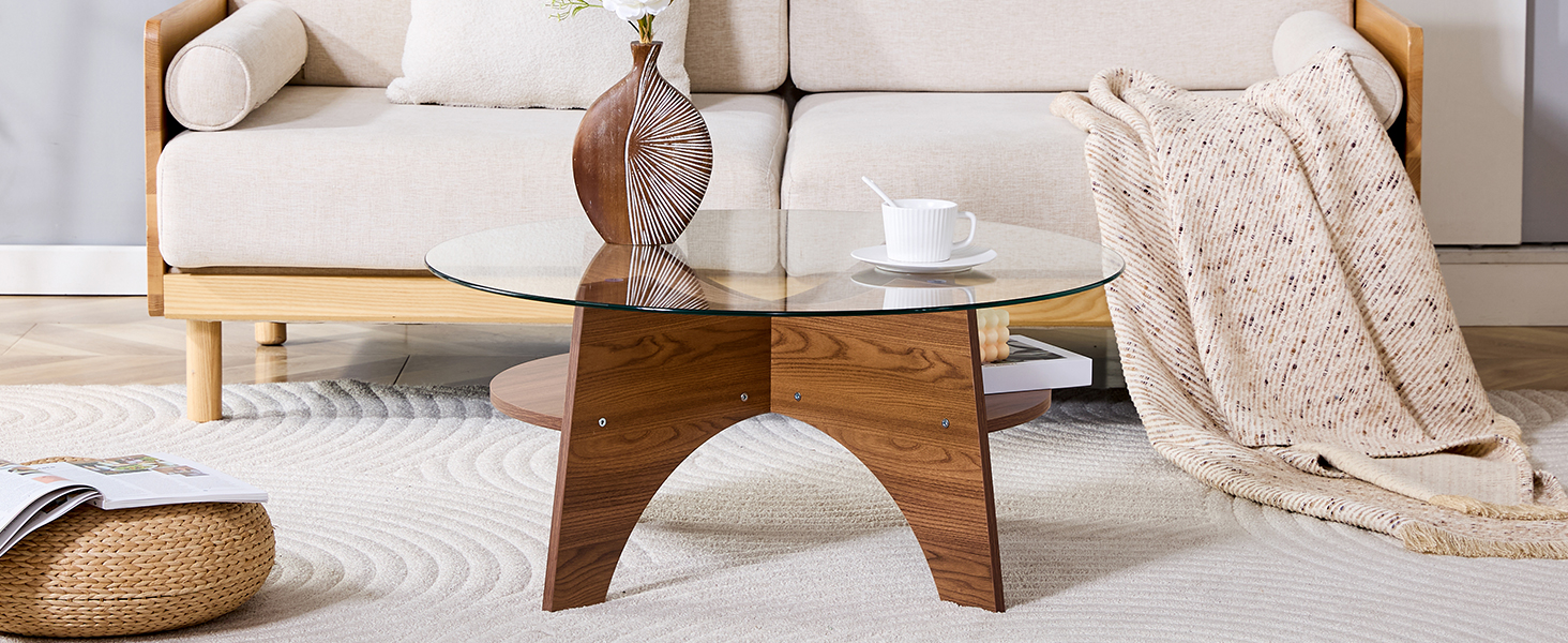 Table basse ronde 80 cm en verre de sécurité avec - image 4