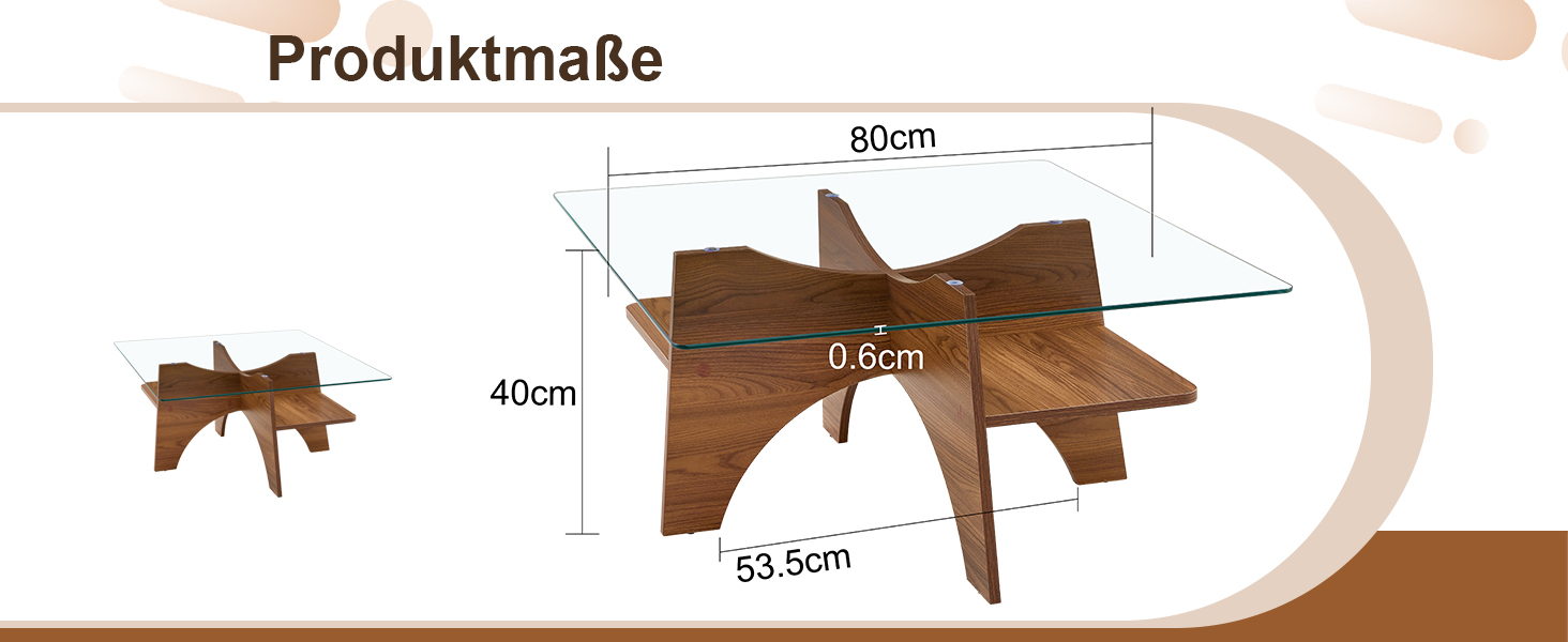 Table basse carrée 80 cm en verre de sécurité avec - image 14