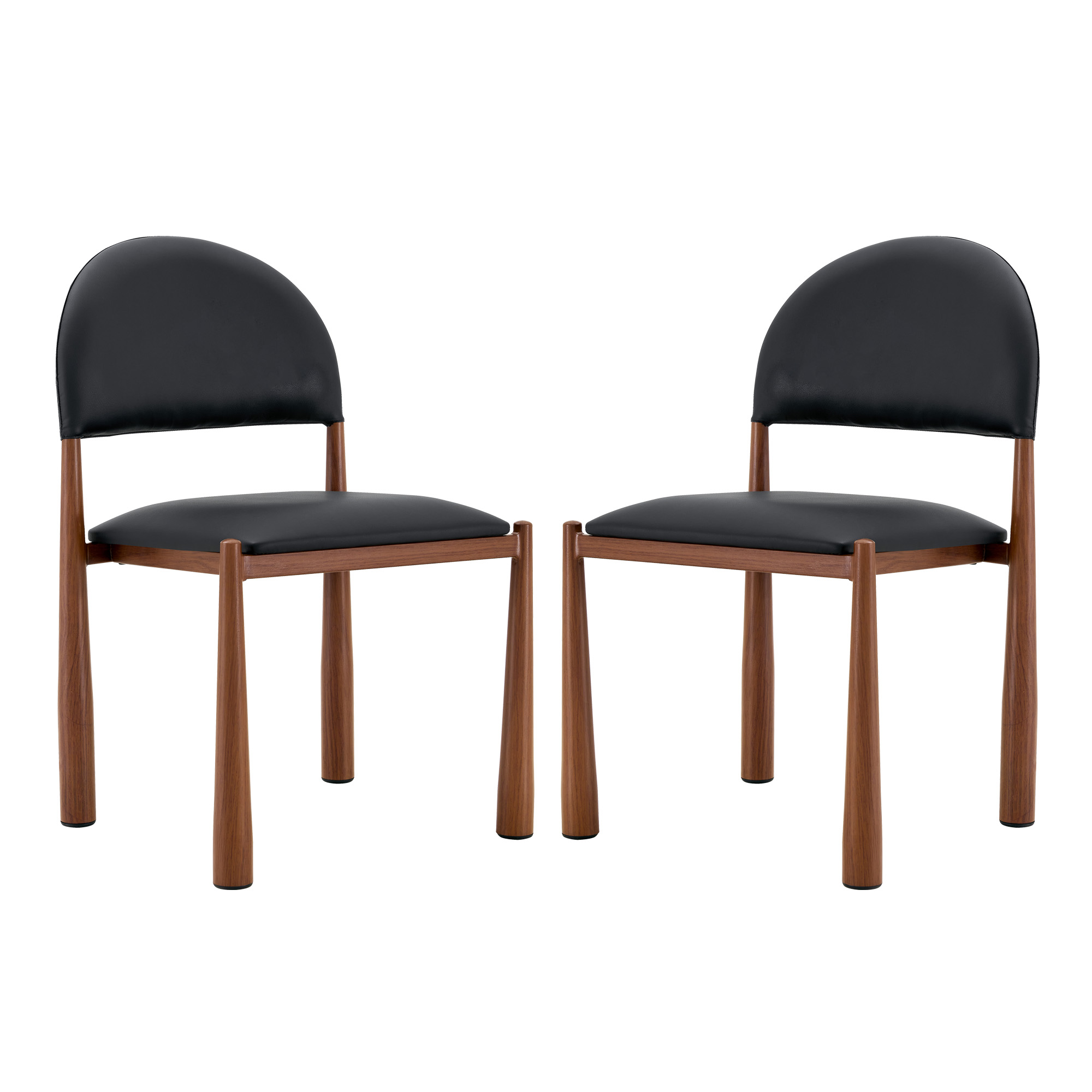 Lot de 2 chaises de salle à manger avec dossier incurvé, 45 x 48 x 80 cm, Noir - détails