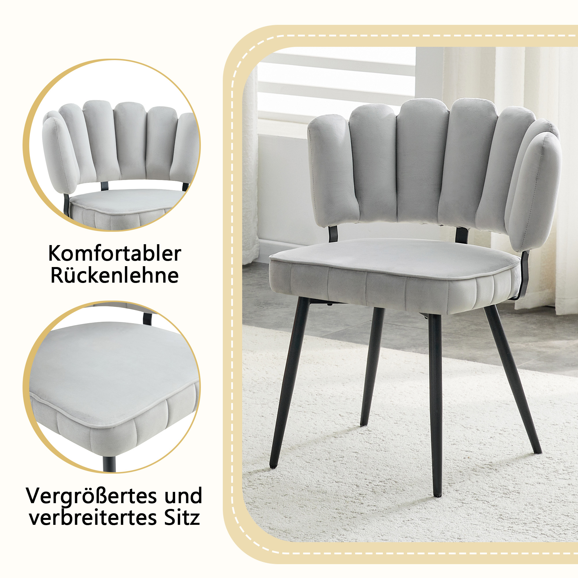 Ensemble table et chaises, 3 pièces, 1 table + 2 chaises, rangement intégré, tissu et métal, gris clair - vue 9