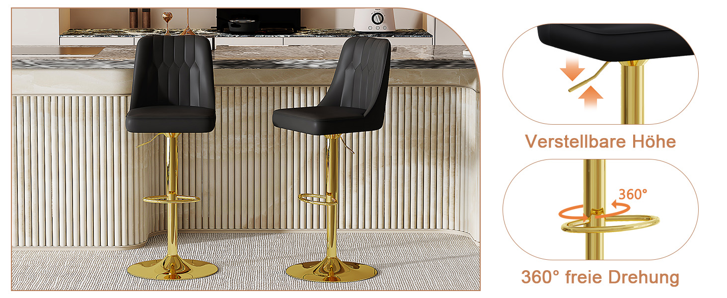 Tabouret de bar pivotant 360° réglable en hauteur - image 8
