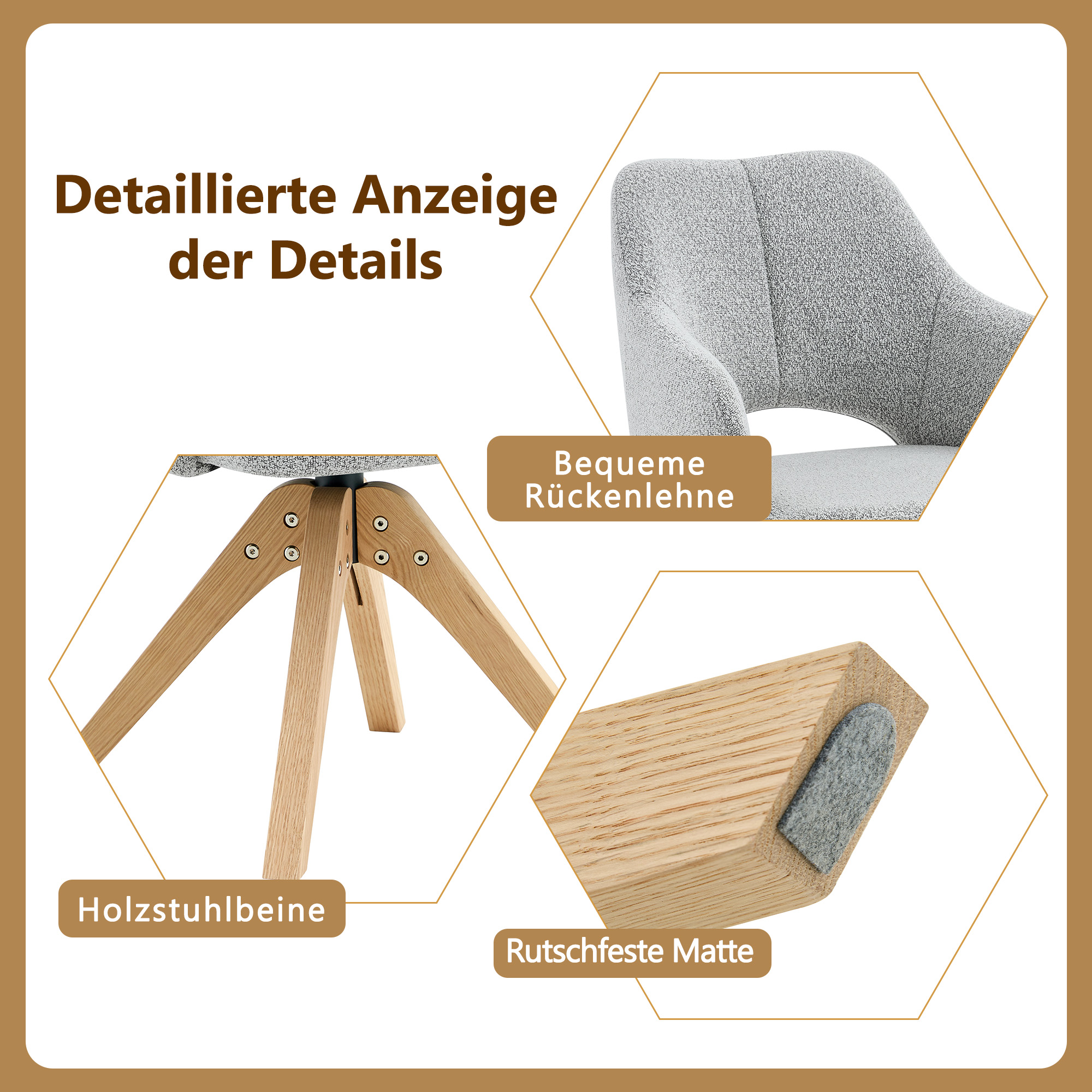 Chaise de salle à manger pivotante 360° en tissu s - image 3