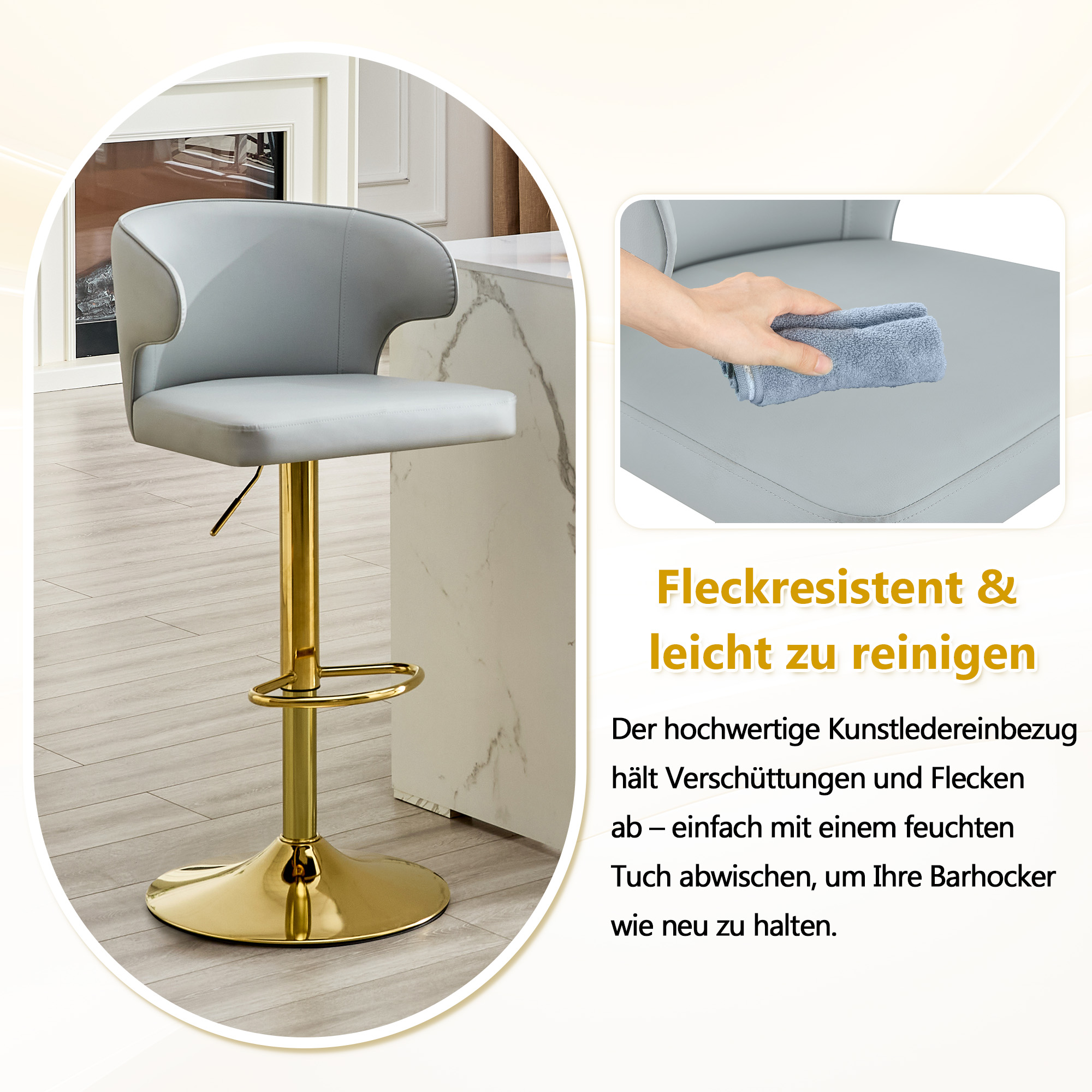 Tabouret de bar pivotant 360° réglable en hauteur - image 3