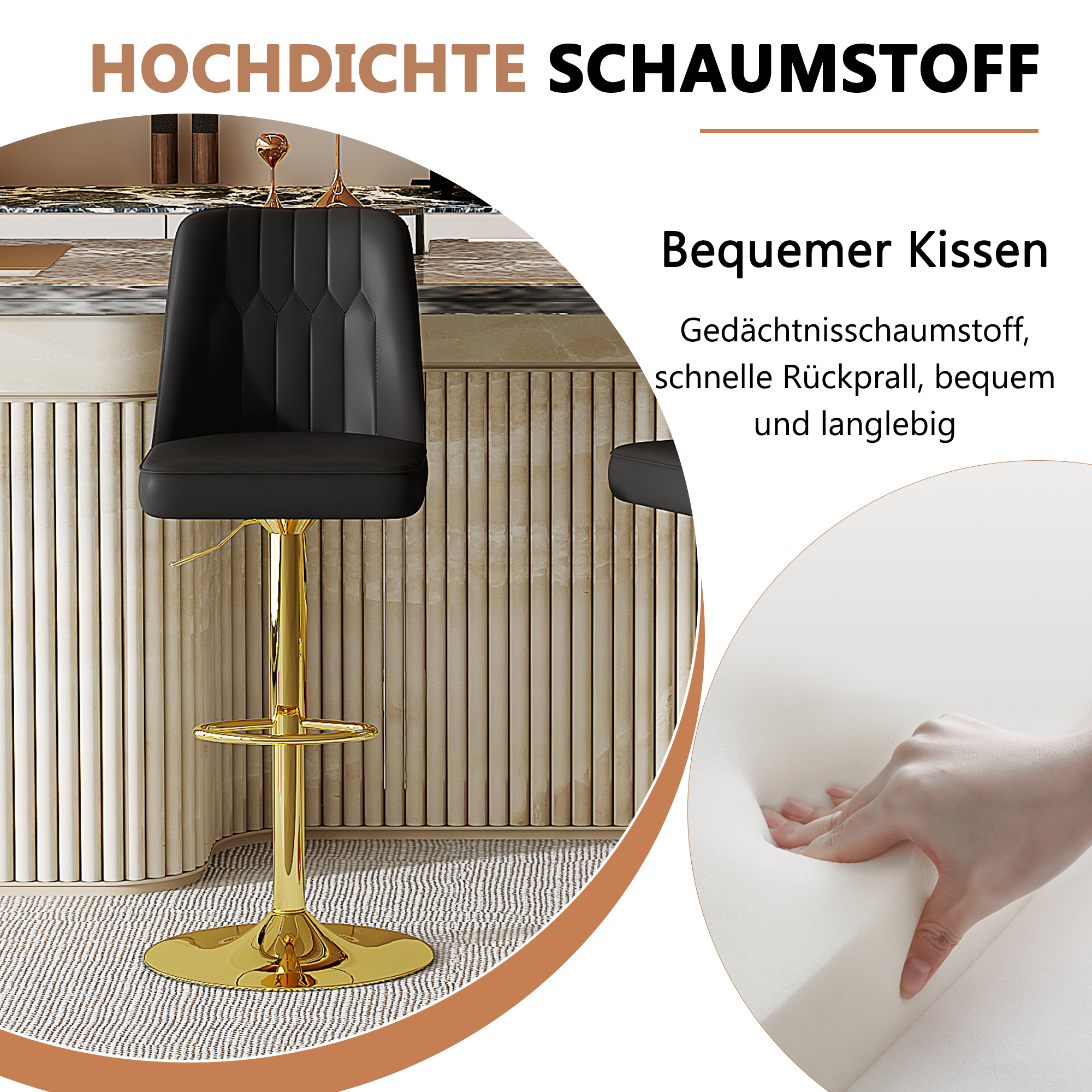 Tabouret de bar pivotant 360° réglable en hauteur - image 2