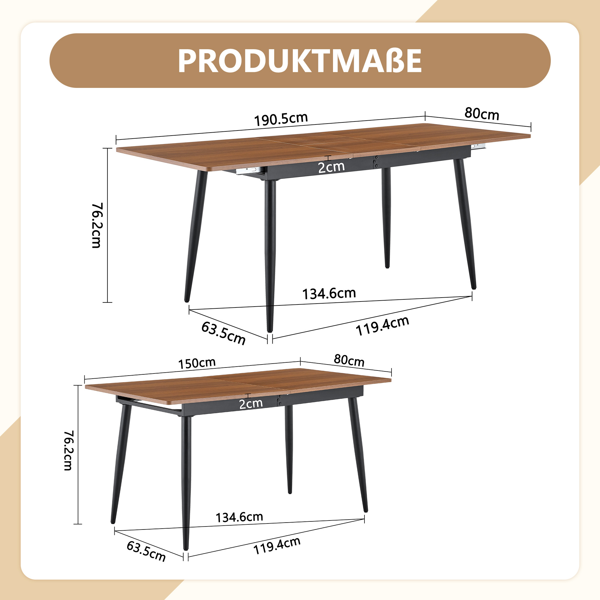 Dimensions du table à manger