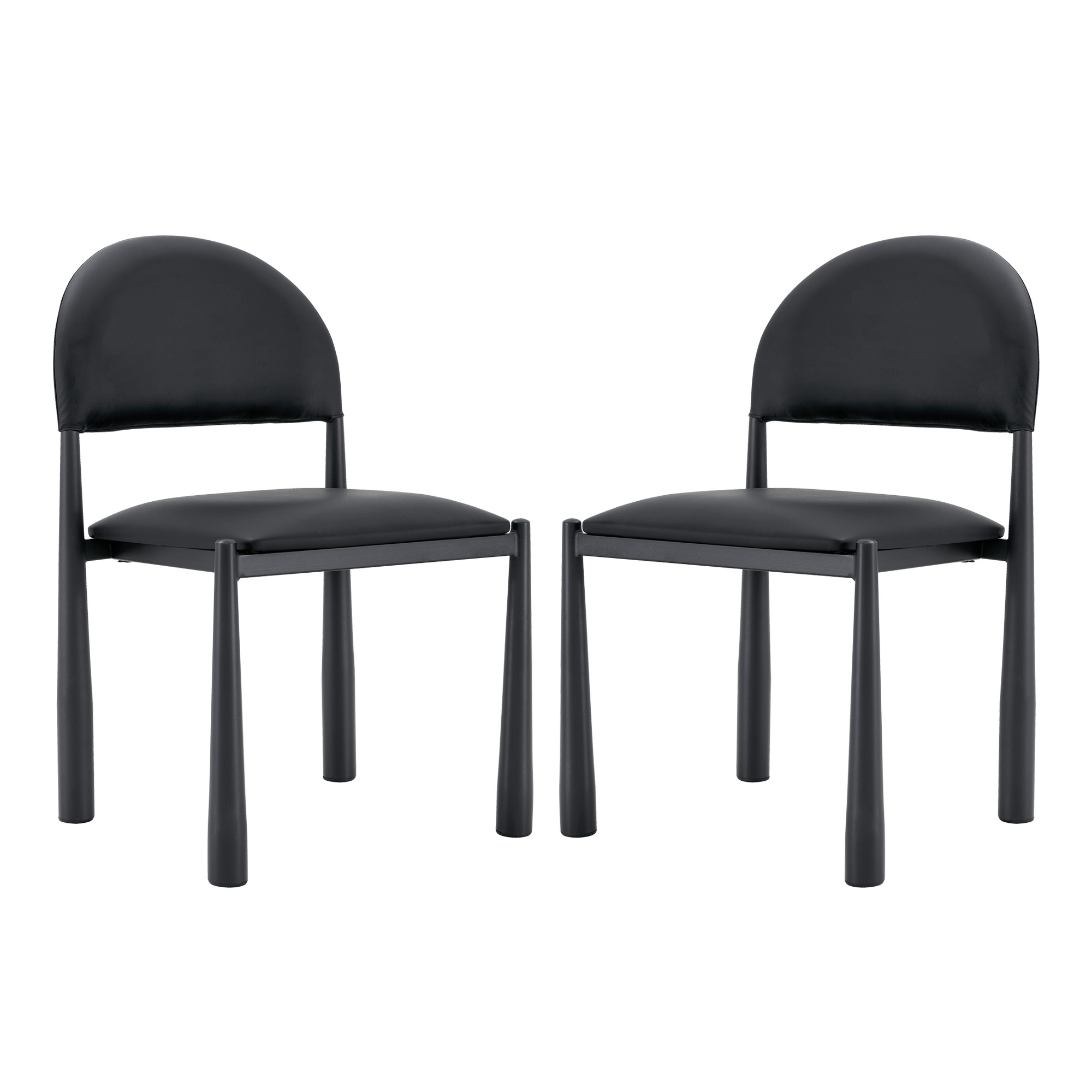 Lot de 2 chaises de salle à manger avec dossier incurvé, 45 x 48 x 80 cm, Noir - détails