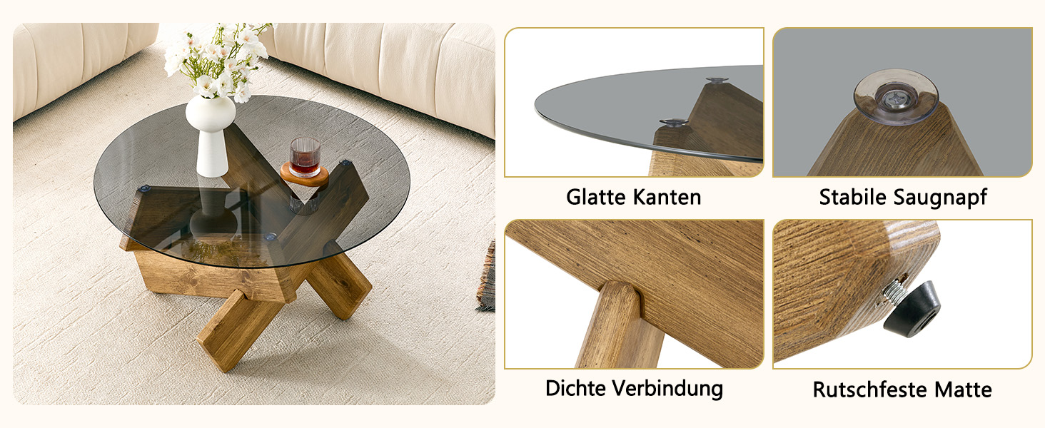 Table basse ronde moderne en verre trempé avec sou - image 15