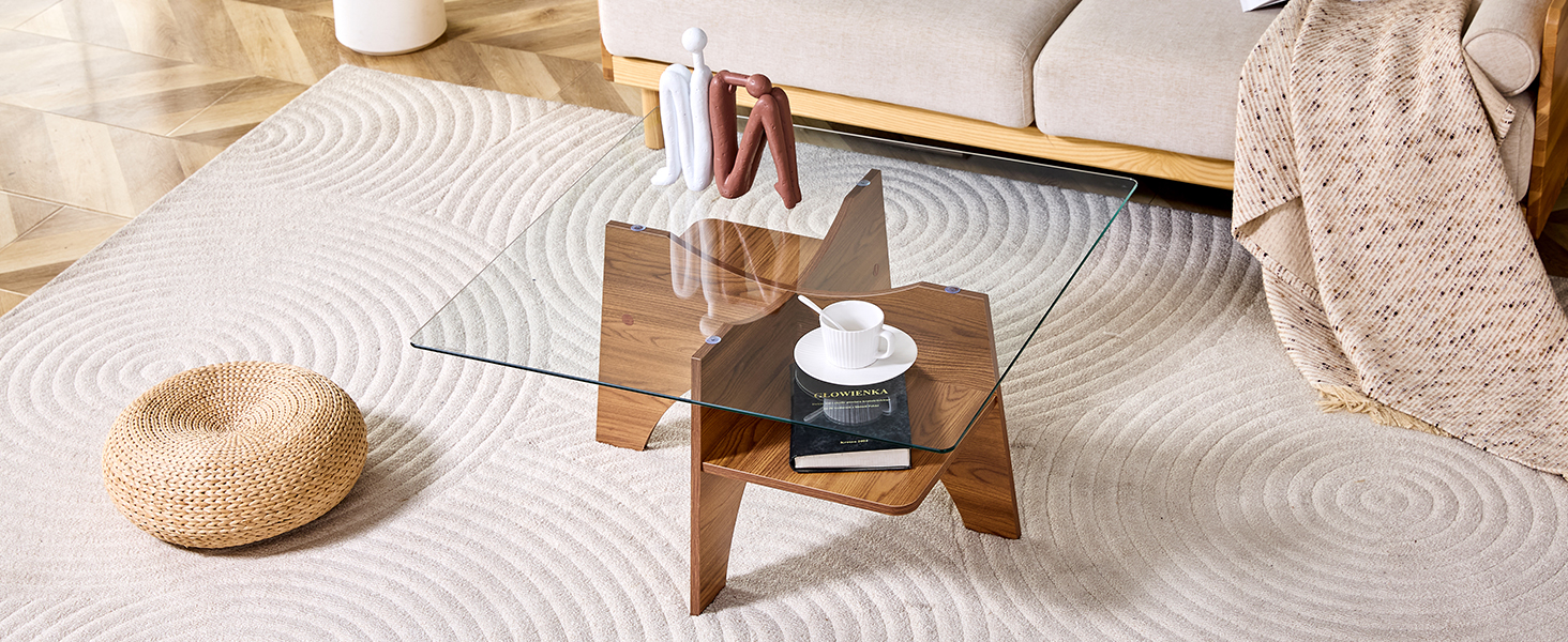 Table basse carrée 80 cm en verre de sécurité avec - image 17