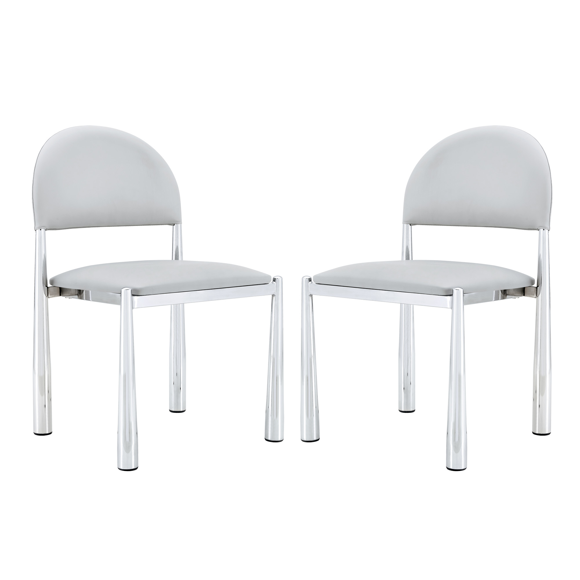 Lot de 2 chaises de salle à manger avec dossier incurvé, 45 x 48 x 80 cm, Gris clair - détails