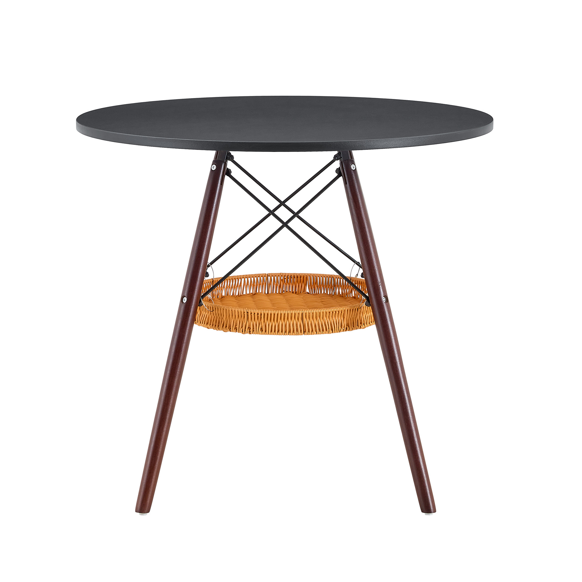Table à manger ronde 80 cm de diamètre en MDF noir - image 17