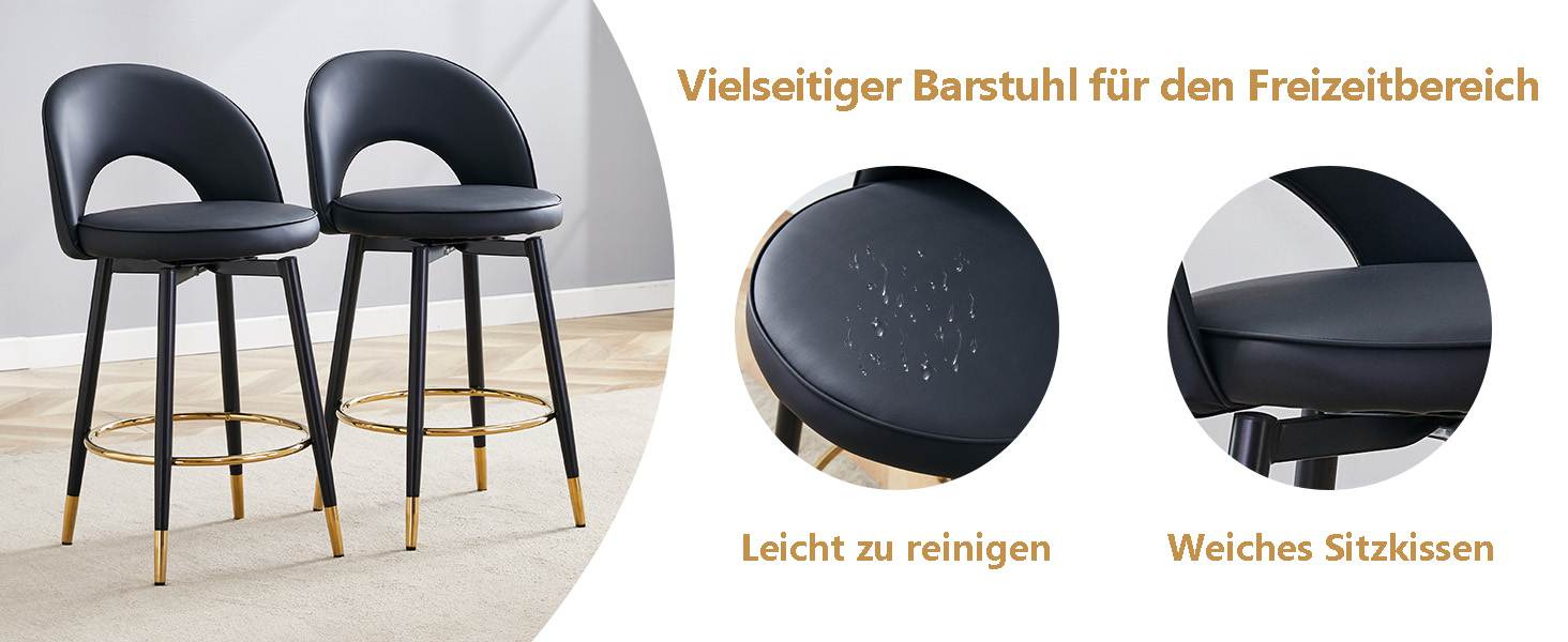 Tabouret de bar avec dossier ajouré unique, pieds métal avec accents dorés, design noir minimaliste, pour bar et cuisine, style contemporain, attire tous les regards, polyvalent, stabilité et élégance - image 6
