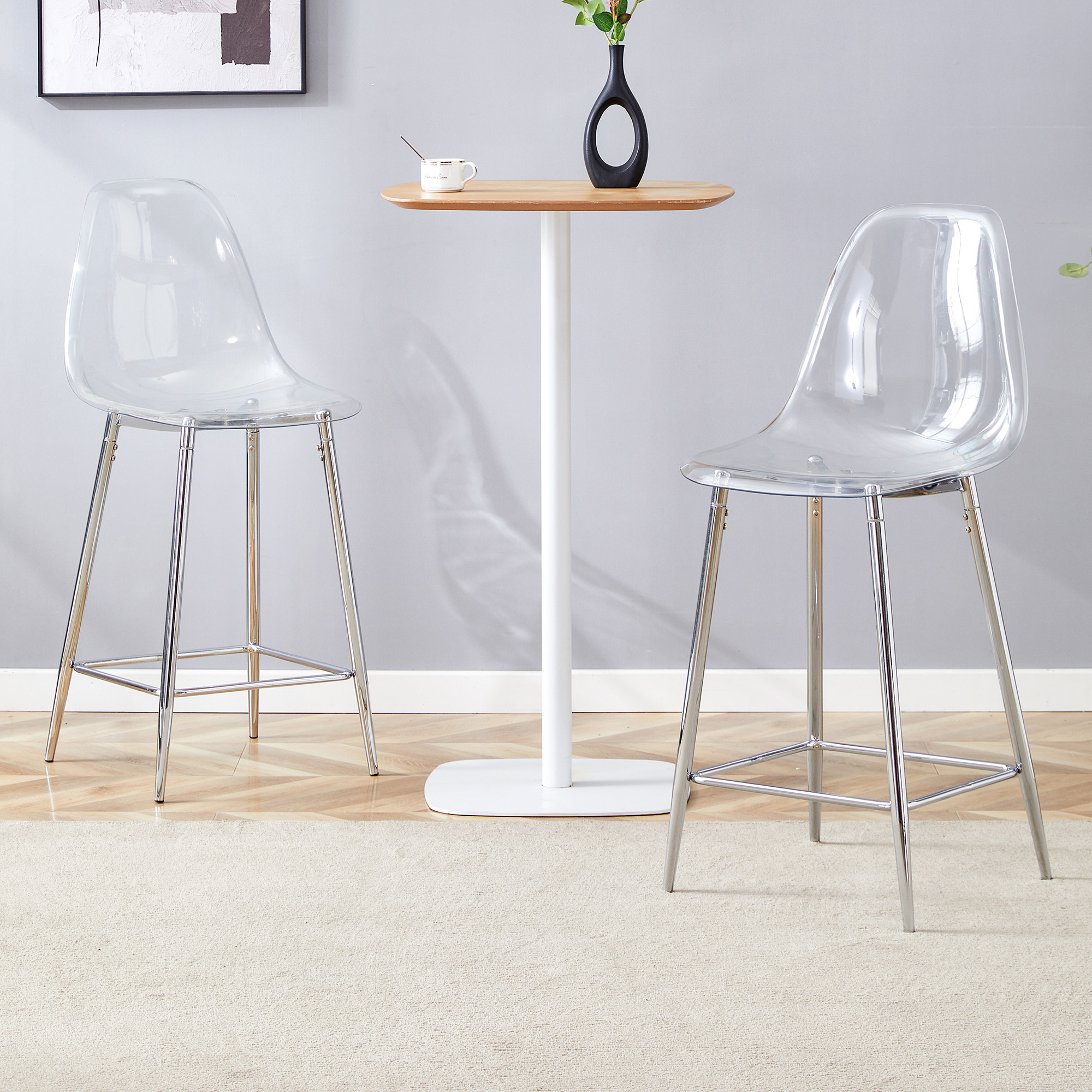 Tabouret de bar, lot de 2, 51 x 45 x 102 cm, métal, transparent - vue 3