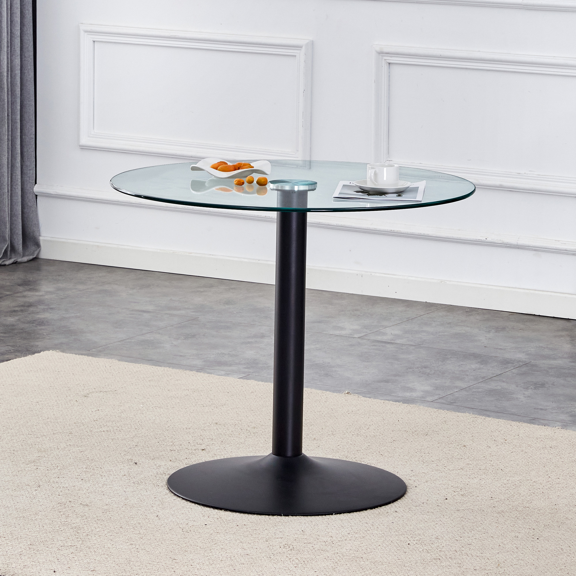 Table à manger, éléments en verre, 85 x 85 x 76 cm, métal et verre, transparent - vue 3