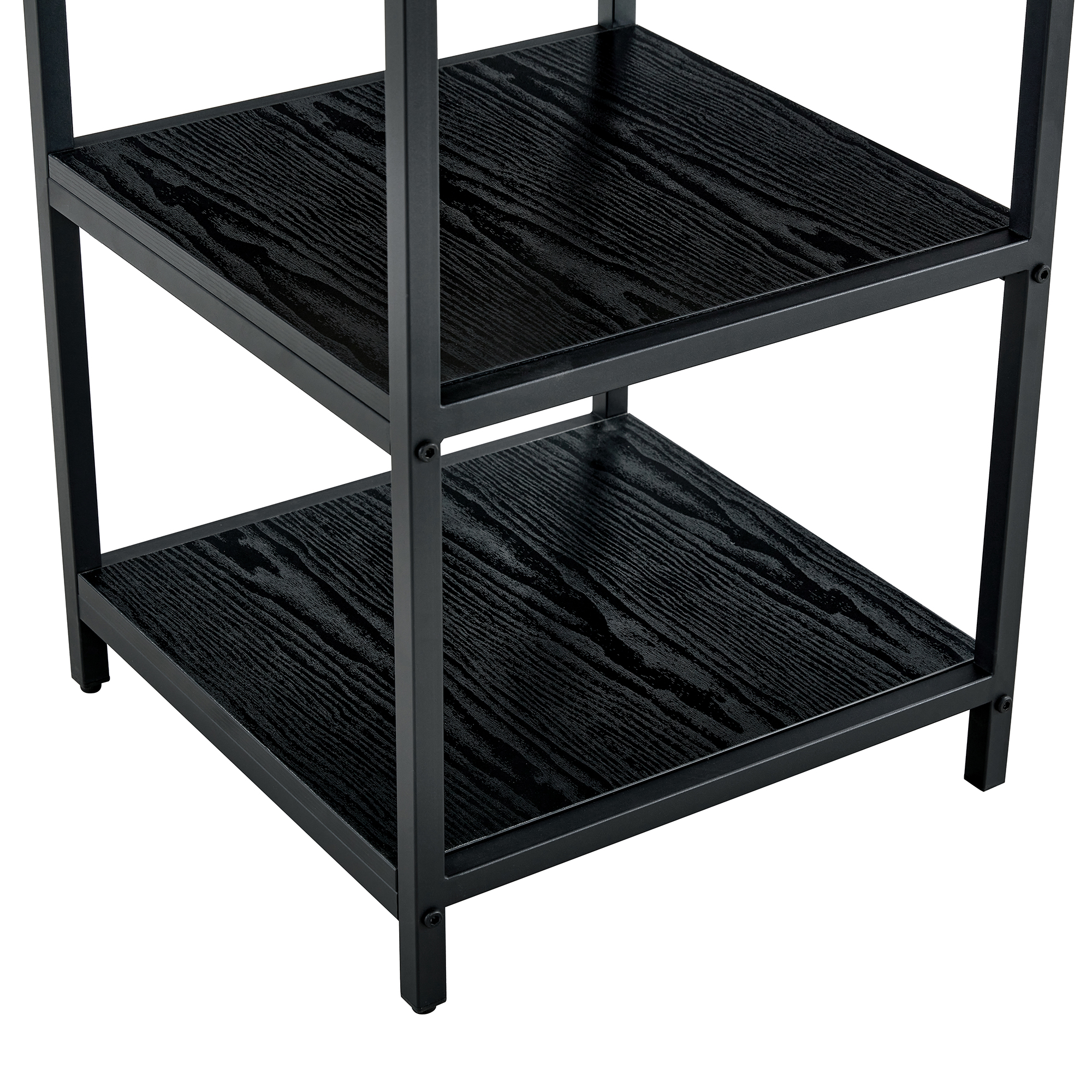 table ronde style industriel plateau MDF aspect noyer