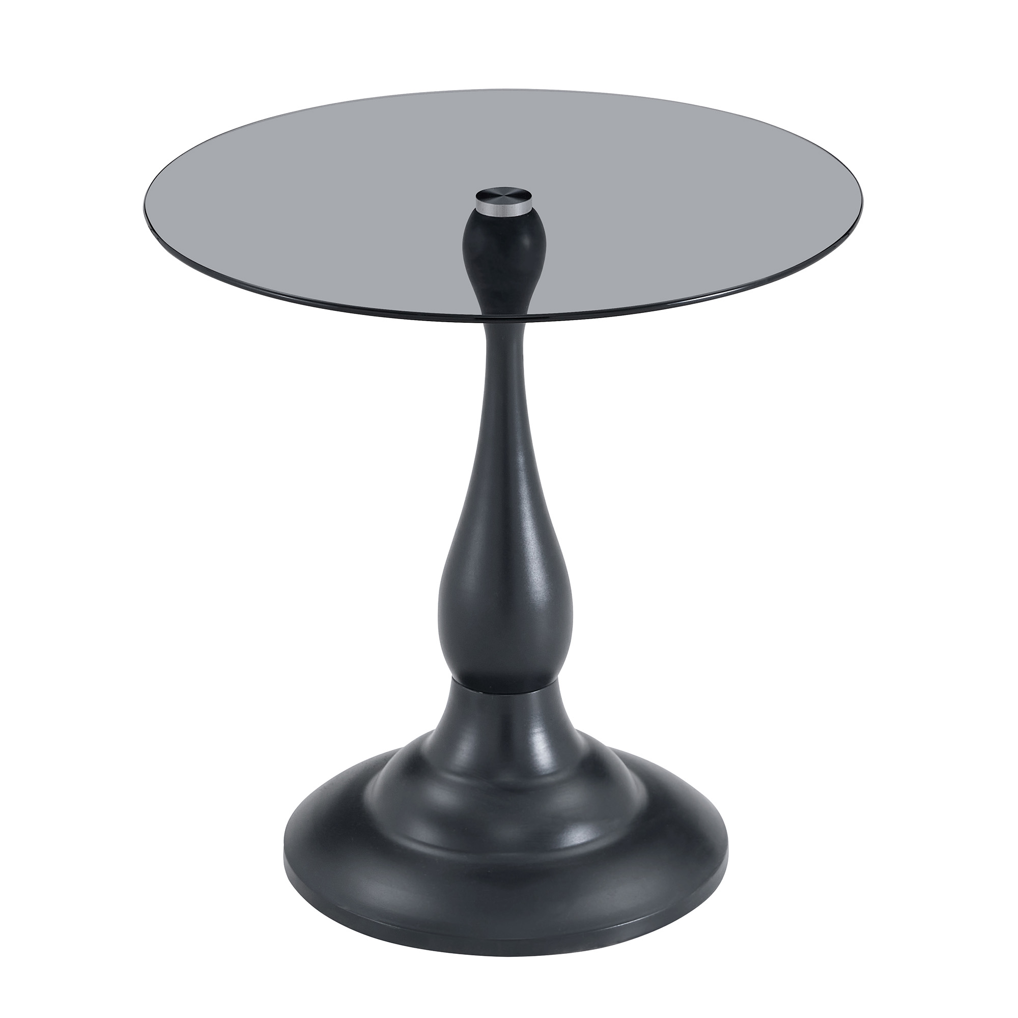 Table d’appoint ronde, table basse Ø 50 cm, verre trempé et métal, Noir