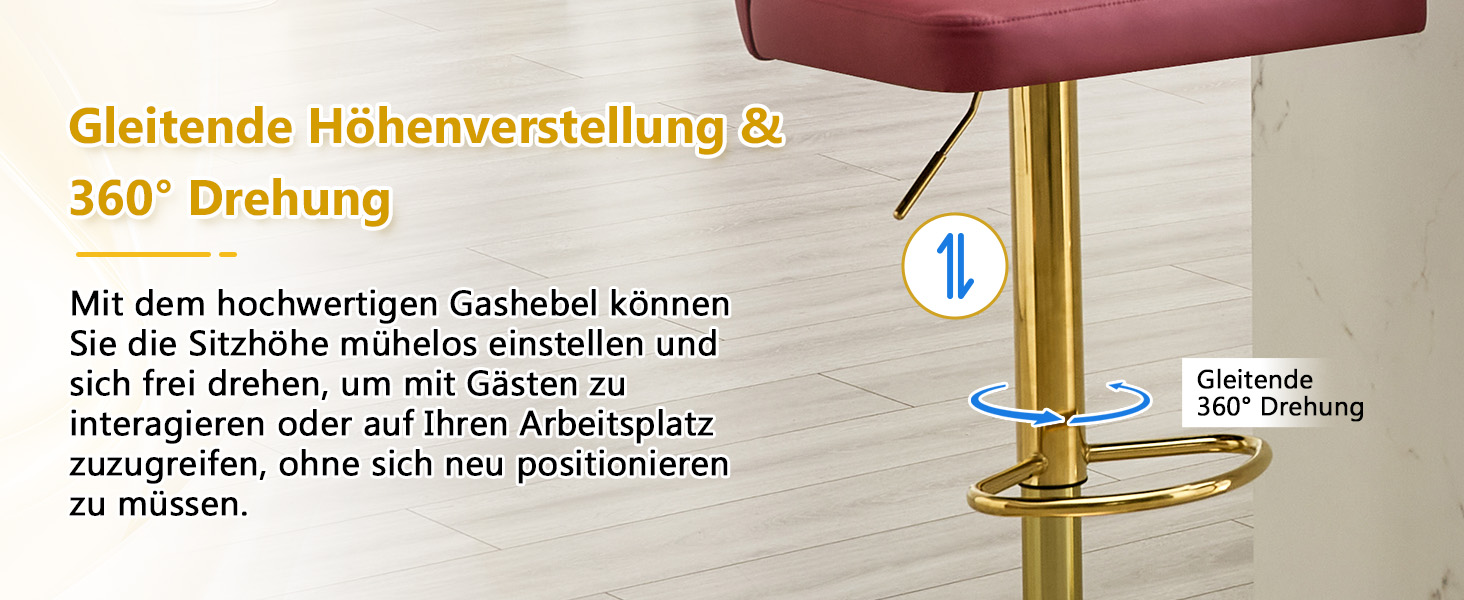 Tabouret de bar pivotant 360° réglable en hauteur - image 8