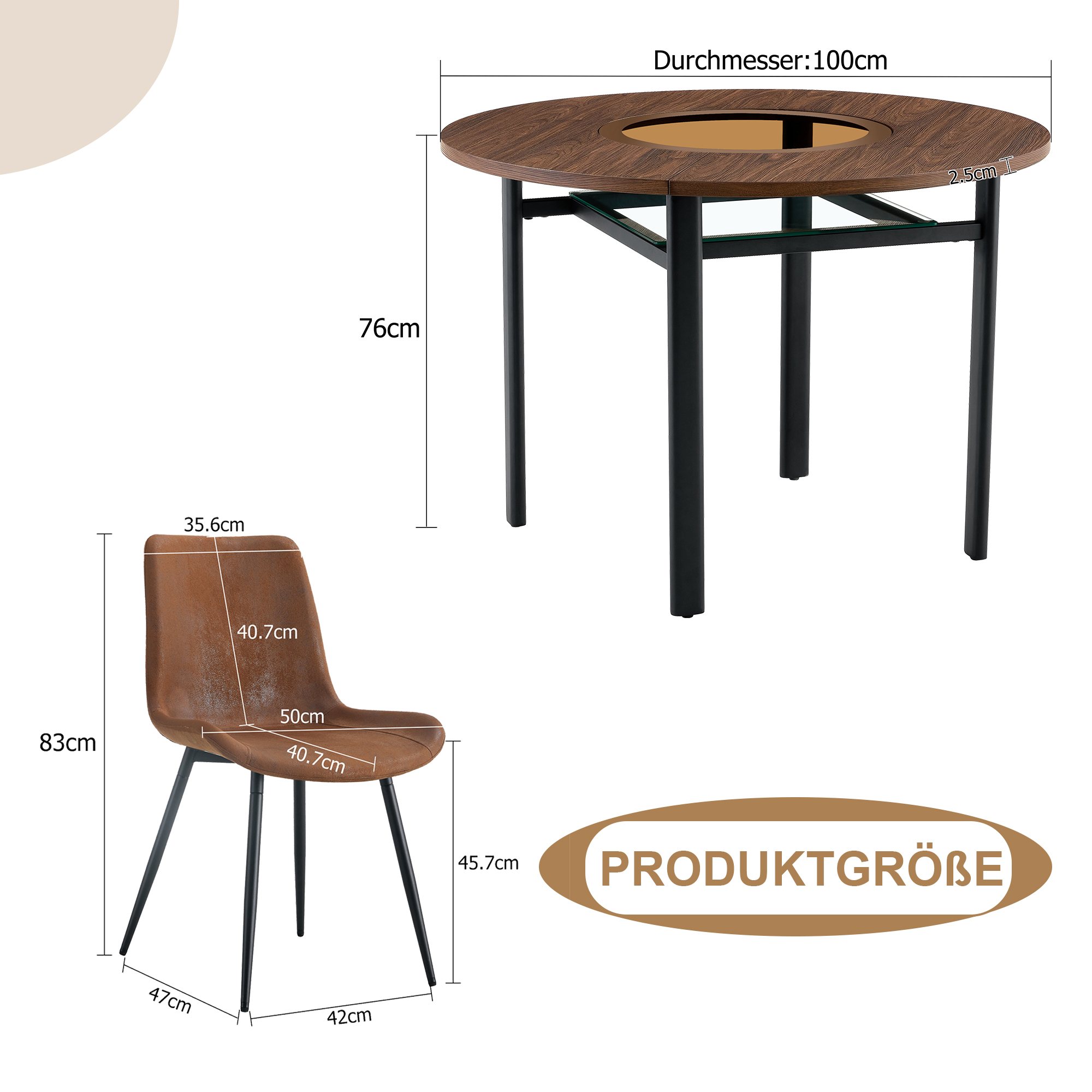 Dimensions du ensemble table et chaises